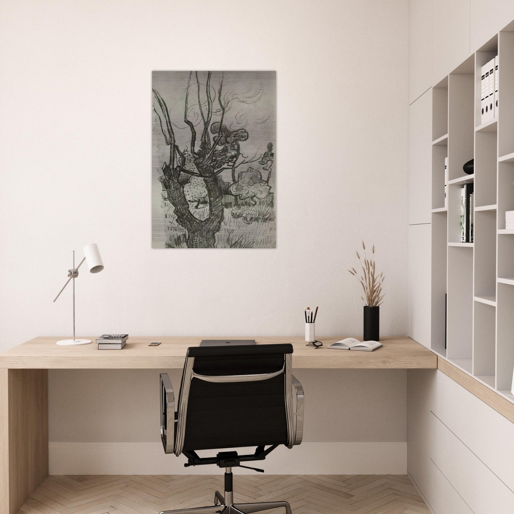 A Bare Treetop in the Garden of the Asylum - Vincent van Gogh Brushed Aluminum Print - 70x100 cm / 28x40 inches | Vincent van Gogh Aluminum Print | Vincent van Gogh Prints