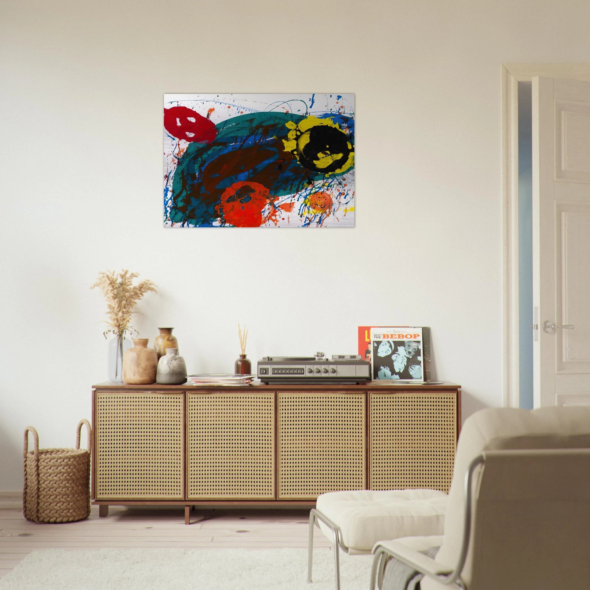 For Thirteen  SFS-335  - Sam Francis Brushed Aluminum Print - 70x100 cm / 28x40 inches | Sam Francis Aluminum Print | Sam Francis Prints