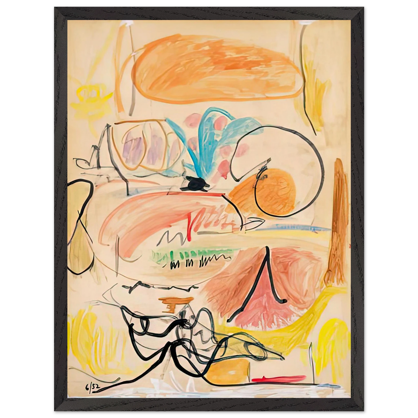 Helen Frankenthaler - Window Shade No. 1, 1952- Wall Art - 21x29.7 cm / 8x12" - Premium Wooden Framed Poster With Fine Art Paper-canvas - Wood frame
