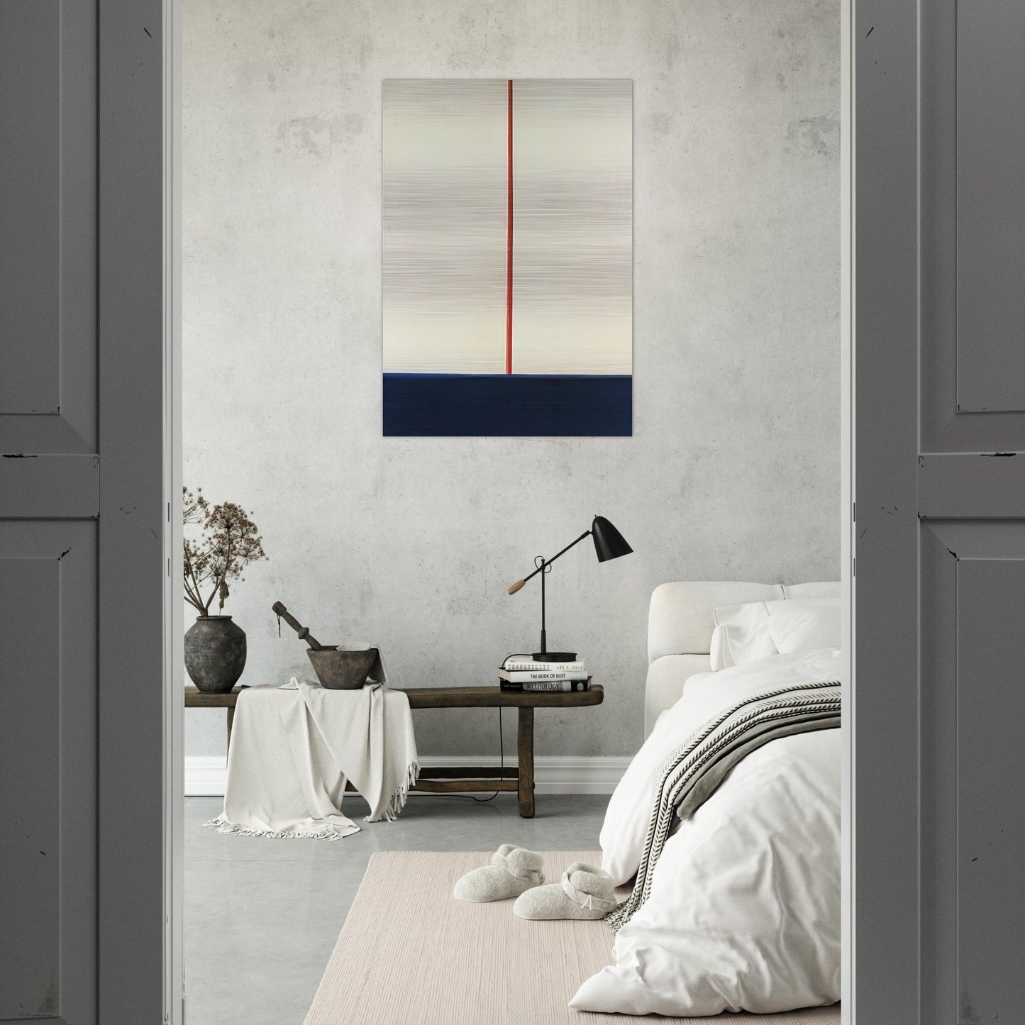 KOMPOSITION BLAU ROT AUF WEISS 1965 - BLINKY PALERMO Brushed Aluminum Print - 70x100 cm / 28x40 inches | BLINKY PALERMO Aluminum Print | BLINKY PALERMO Prints