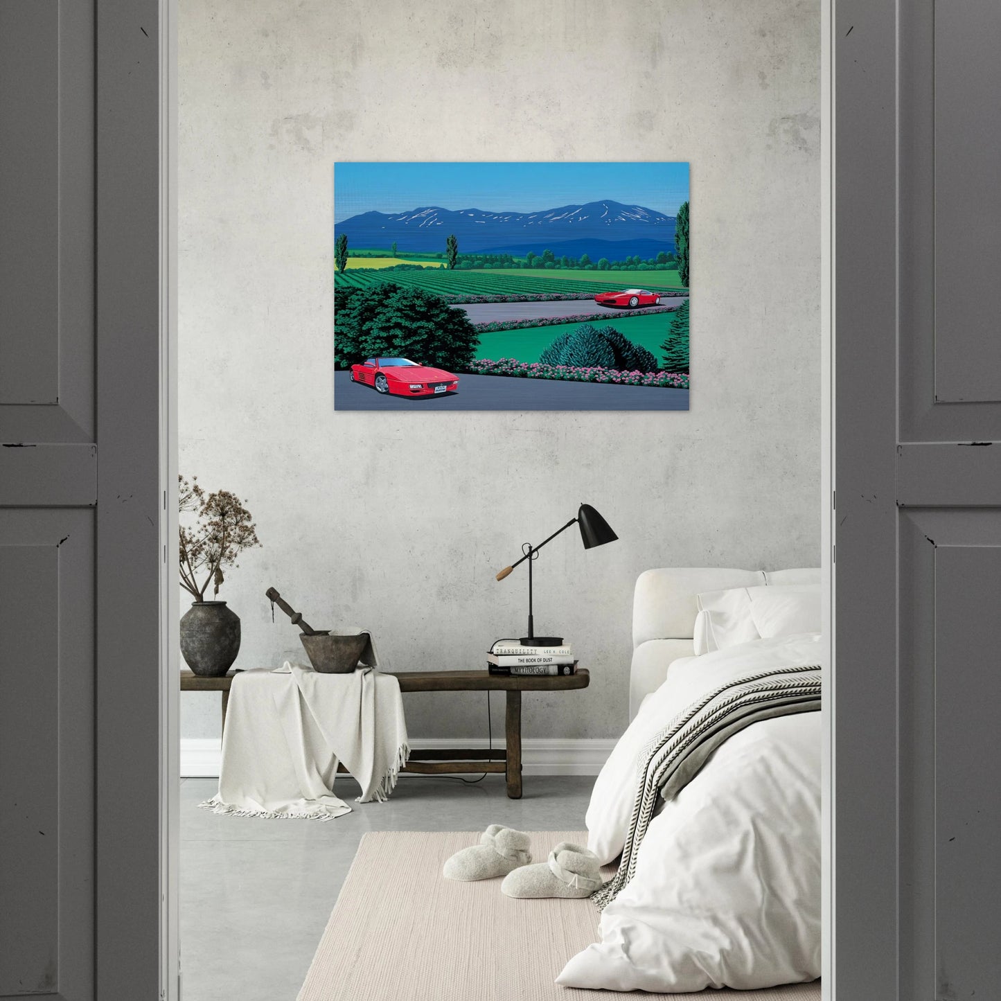Ferraris traversing the lands - Hiroshi Nagai Brushed Aluminum Print - 70x100 cm / 28x40 inches | Hiroshi Nagai Aluminum Print | Hiroshi Nagai Prints