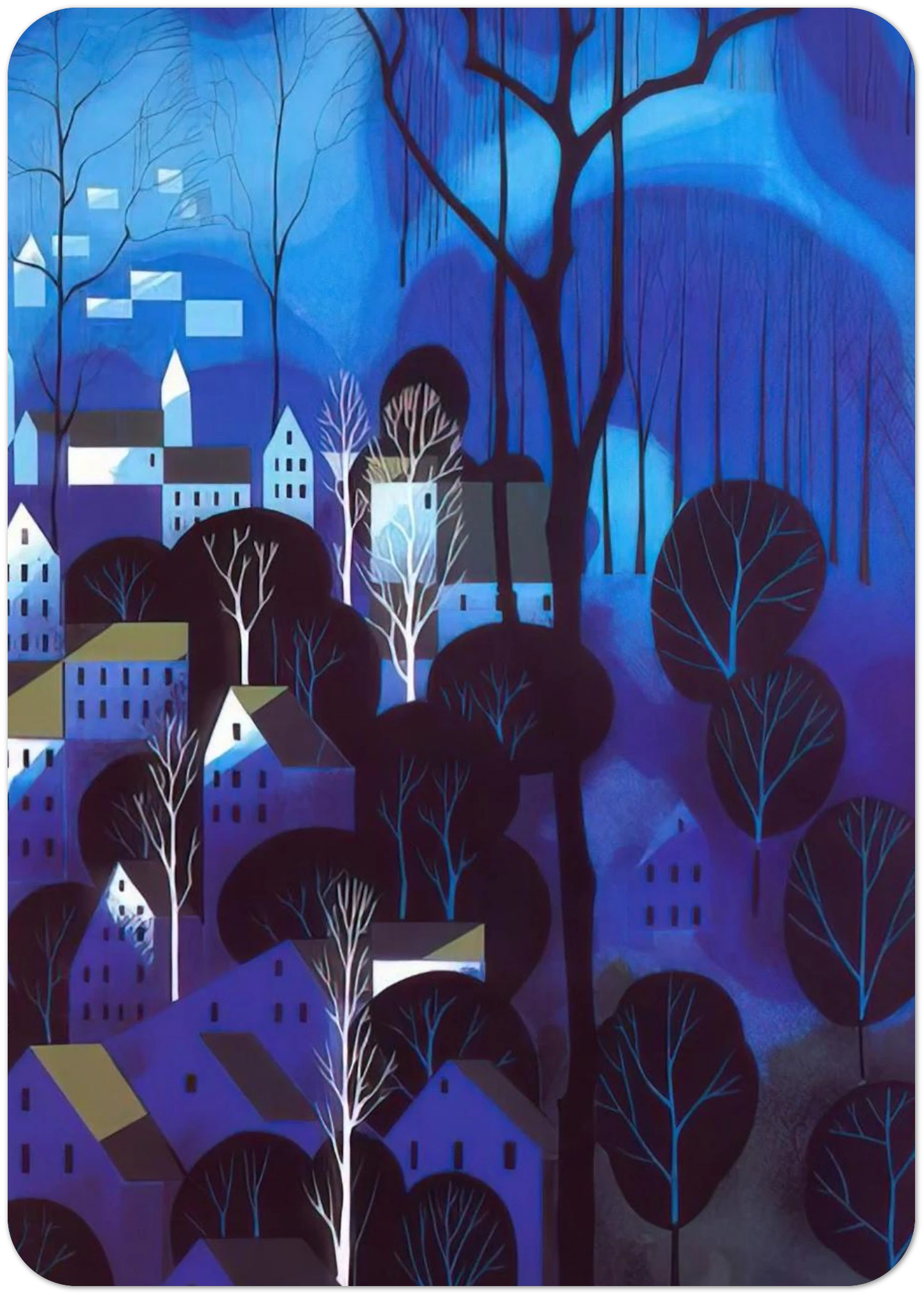 Midnight Blue By Eyvind Earle Pack of 10 Post Cards | Eyvind Earle Post Cards | A6 (10.5 x 14.8 cm) - 4.1 x 5.8 inches