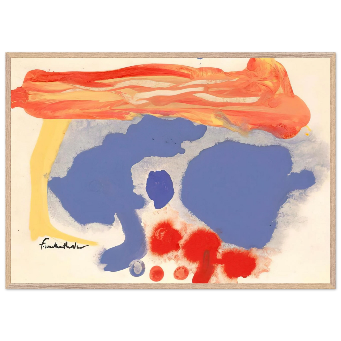 Helen Frankenthaler - Summerscene, Provincetown - 1961 Wall art - 30x40 cm / 12x16 inches - Premium Wooden Framed Poster With Fine Art Paper-canvas - White frame