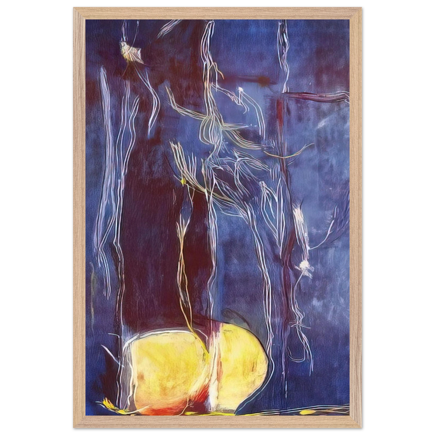 Helen Frankenthaler - All About Blue - 1994 Wall art - 30x45 cm / 12x18 inches - Premium Wooden Framed Poster With Fine Art Paper-canvas - Wood frame
