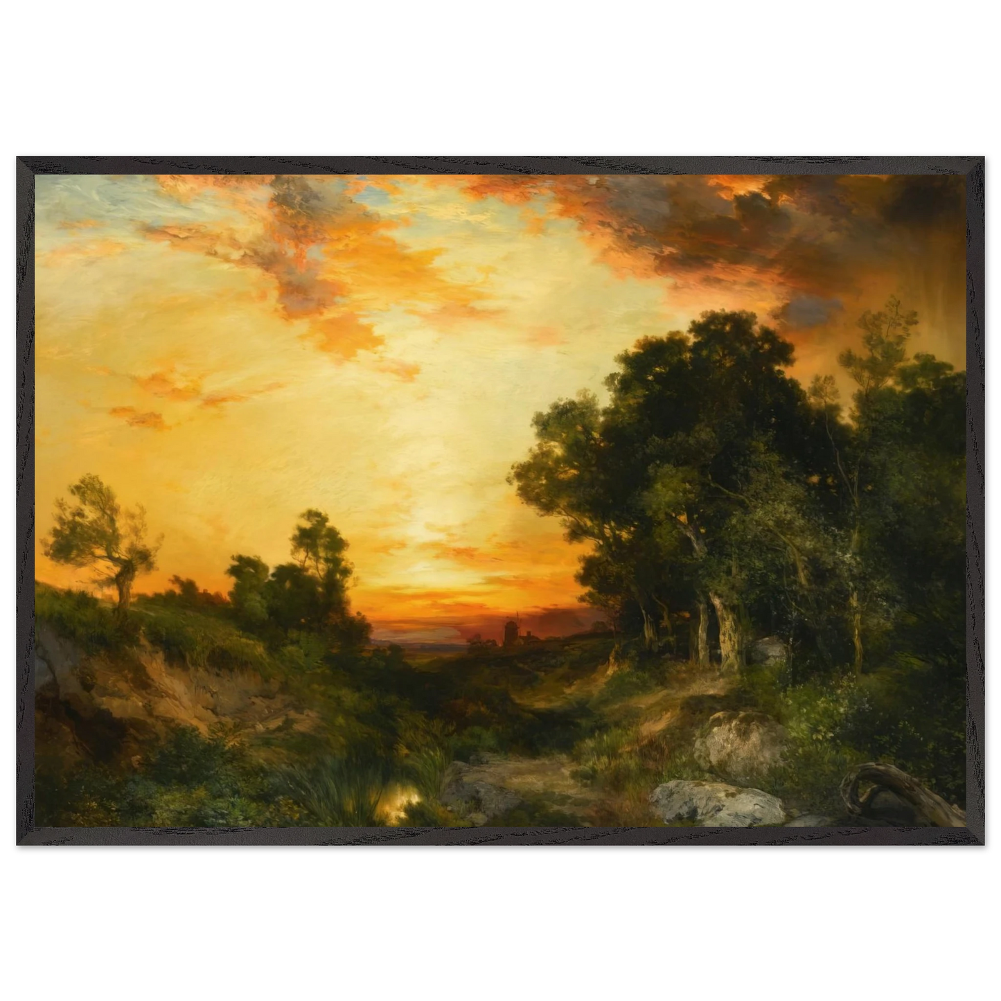 Sunset Amagansett - Thomas Moran 70x100 cm / 28x40 inches Framed Art Print – Black Wooden Frame