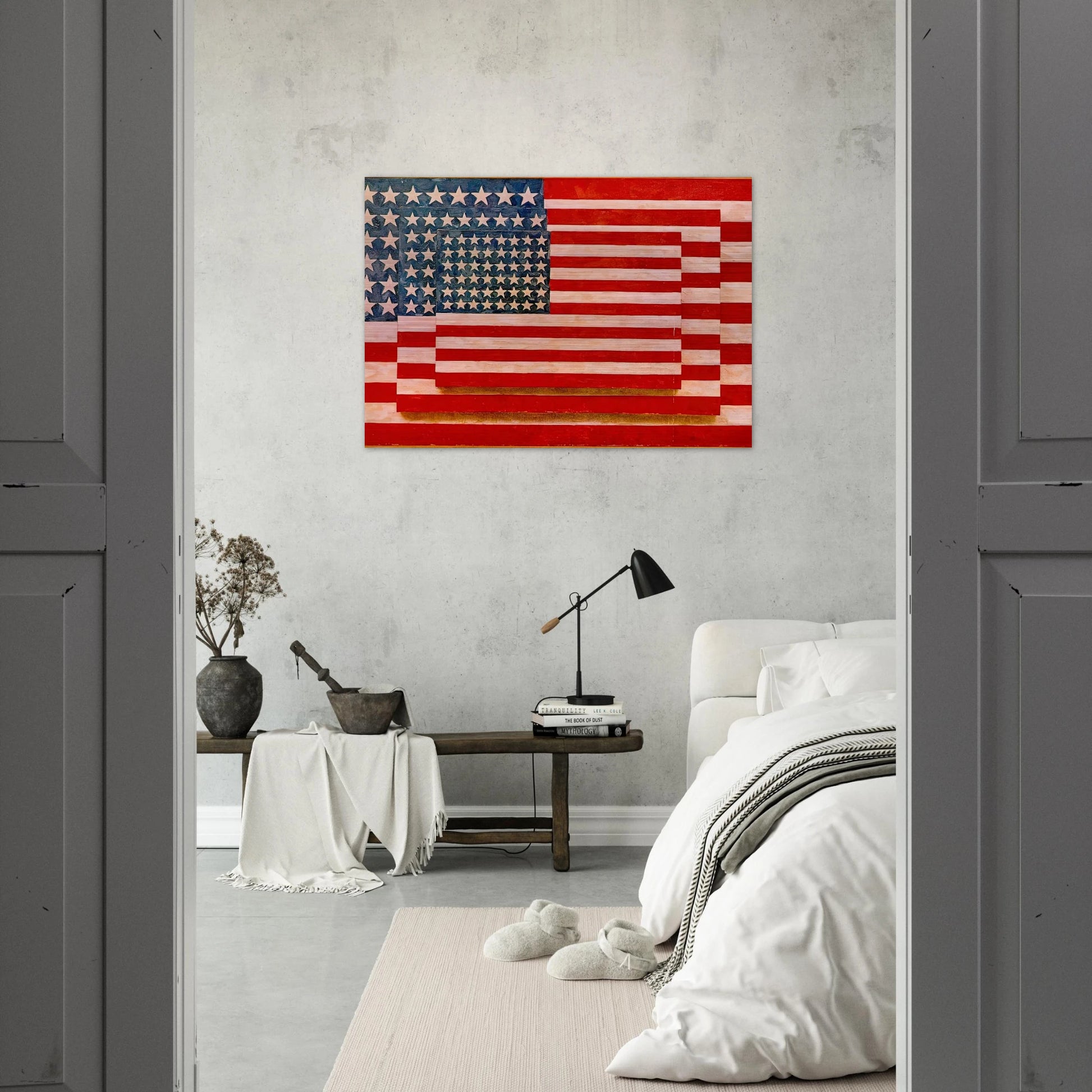 THREE FLAGS 1958 - Jasper Johns Brushed Aluminum Print - 70x100 cm / 28x40 inches | Jasper Johns Aluminum Print | Jasper Johns Prints