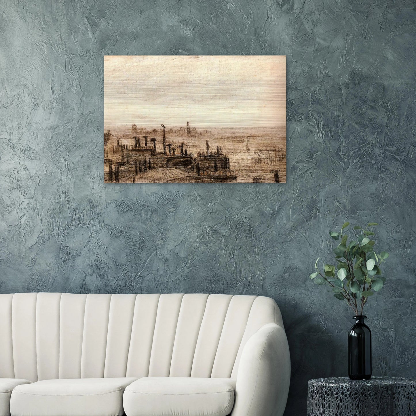 View of Paris, with the Hôtel de Ville and the Tour-Saint-Jacques - Vincent van Gogh Brushed Aluminum Print - 70x100 cm / 28x40 inches | Vincent van Gogh Aluminum Print | Vincent van Gogh Prints