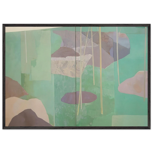 Young Bamboo Diptych - Abstract Expressionism - Kenzo Okada 70x100 cm / 28x40 inches Framed Art Print – Black Wooden Frame