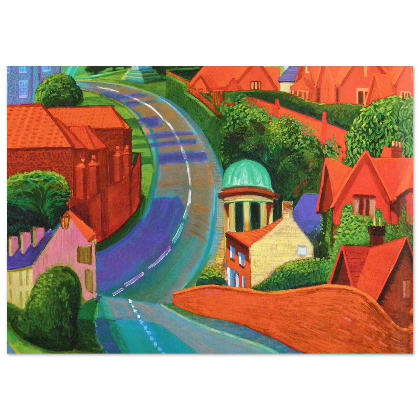 David Hockney - The Road to York Through Sledmere - 20x25 cm / 8x10 inches - Fine Art Poster-canvas - -