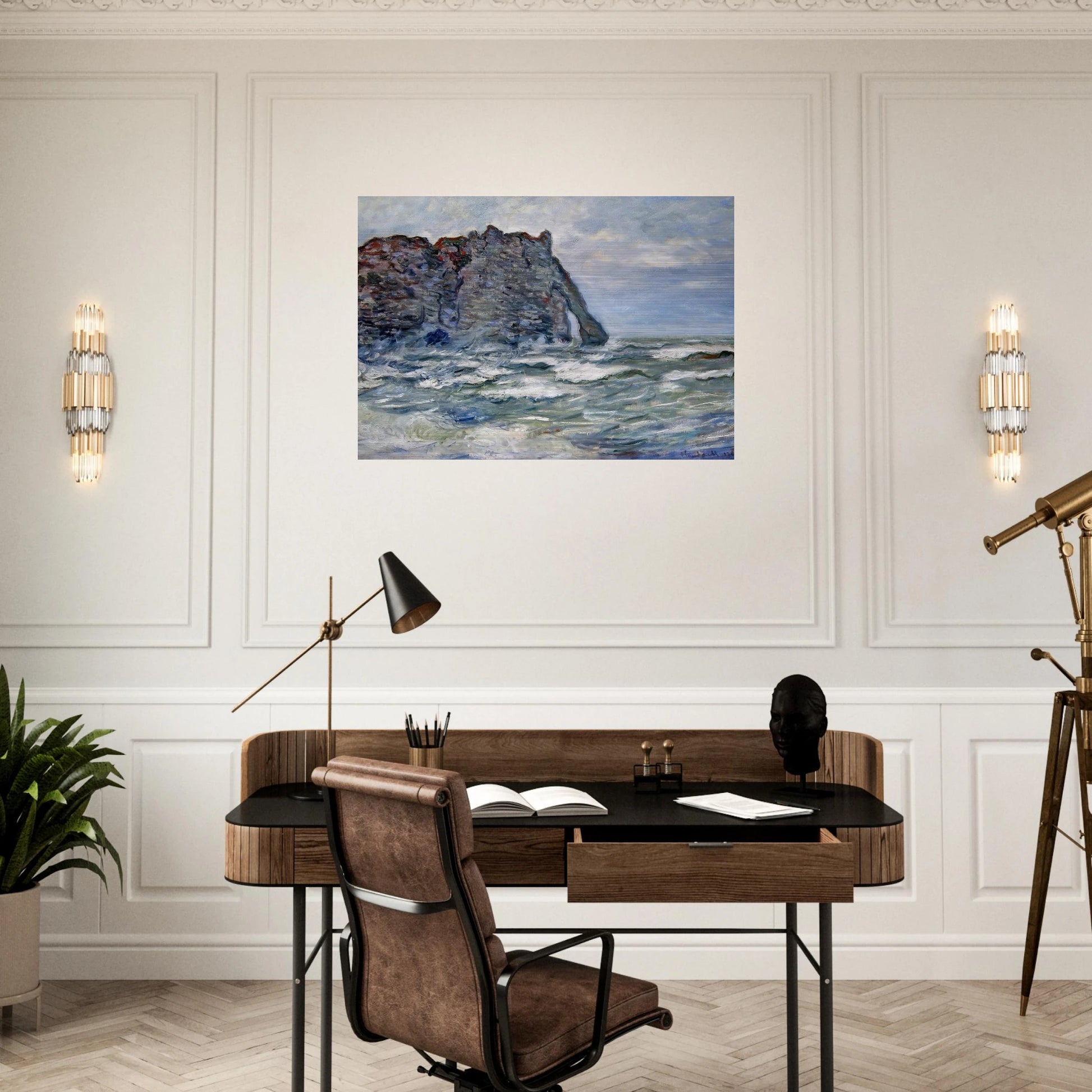 Port d`Aval, Rough Sea - claude monet Brushed Aluminum Print - 70x100 cm / 28x40 inches | claude monet Aluminum Print | claude monet Prints