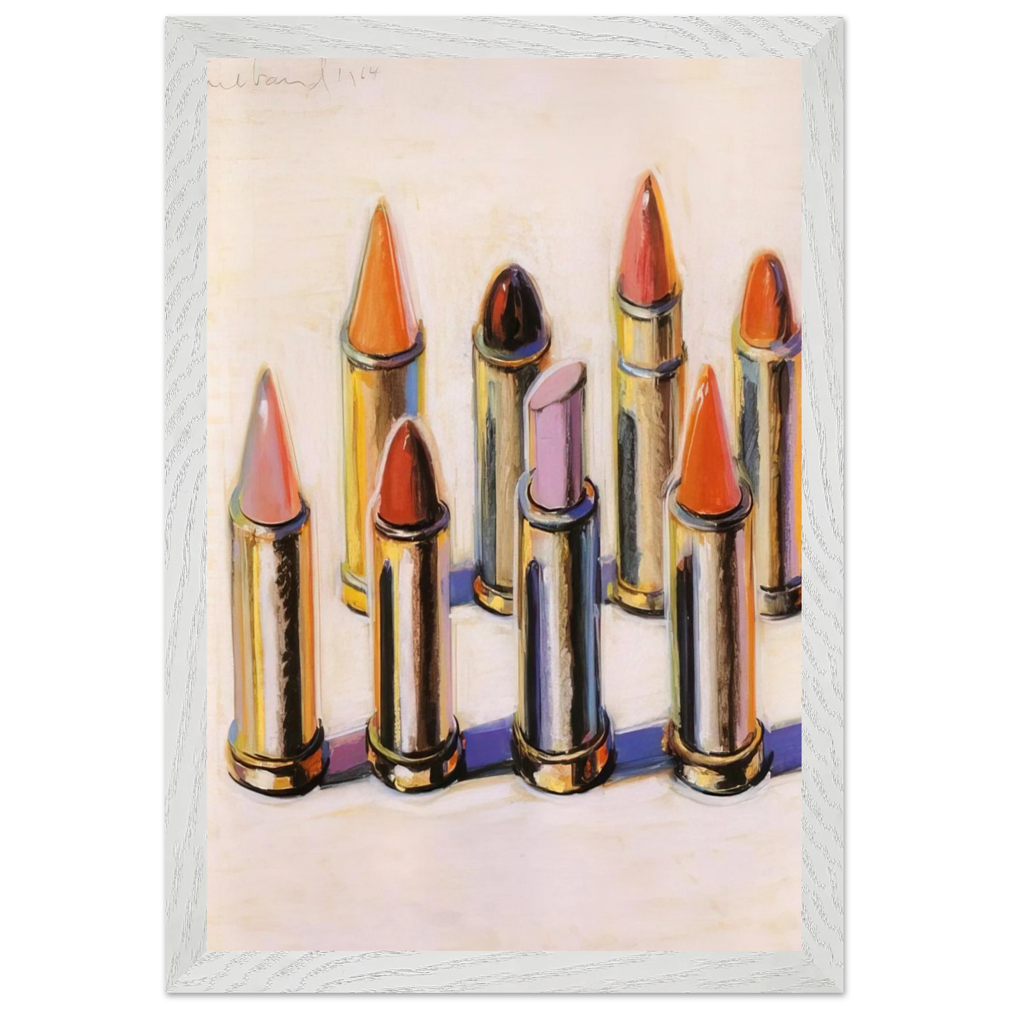 Wayne Thiebaud - Lipsticks - 1964 Wall Art - 21x29.7 cm / 8x12" - Premium Wooden Framed Poster With Fine Art Paper - White frame