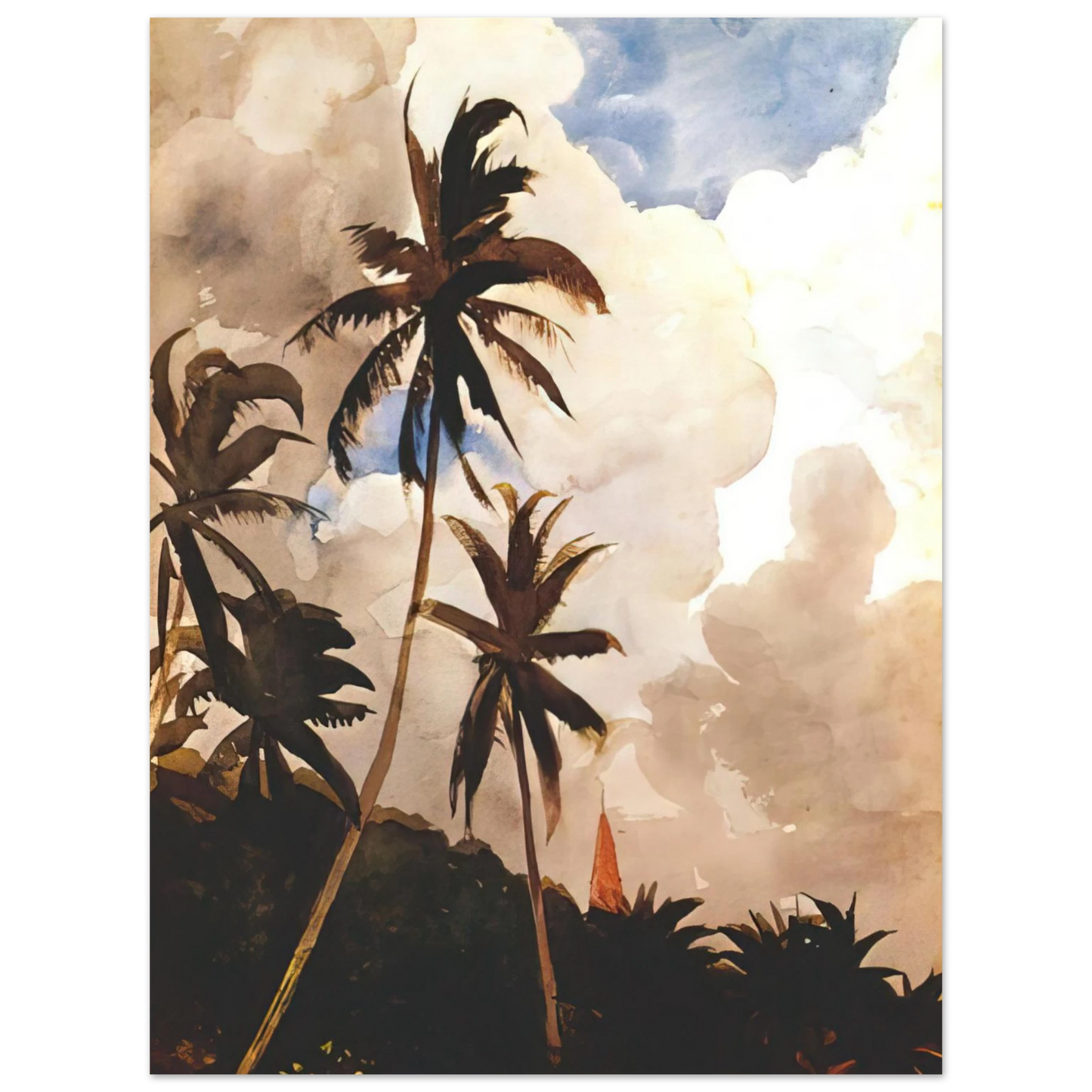 Winslow Homer - PALM TREES BAHAMAS  75x100 cm / 30x40inches Fine Art Poster