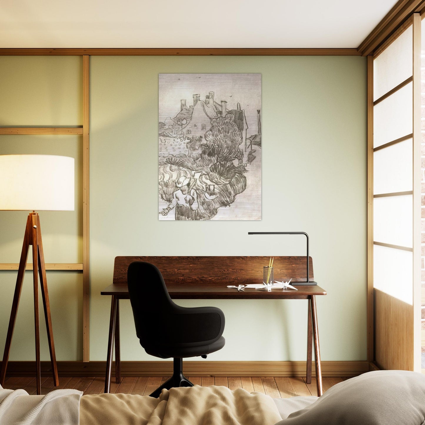 A House at Auvers - Vincent van Gogh Brushed Aluminum Print - 70x100 cm / 28x40 inches | Vincent van Gogh Aluminum Print | Vincent van Gogh Prints