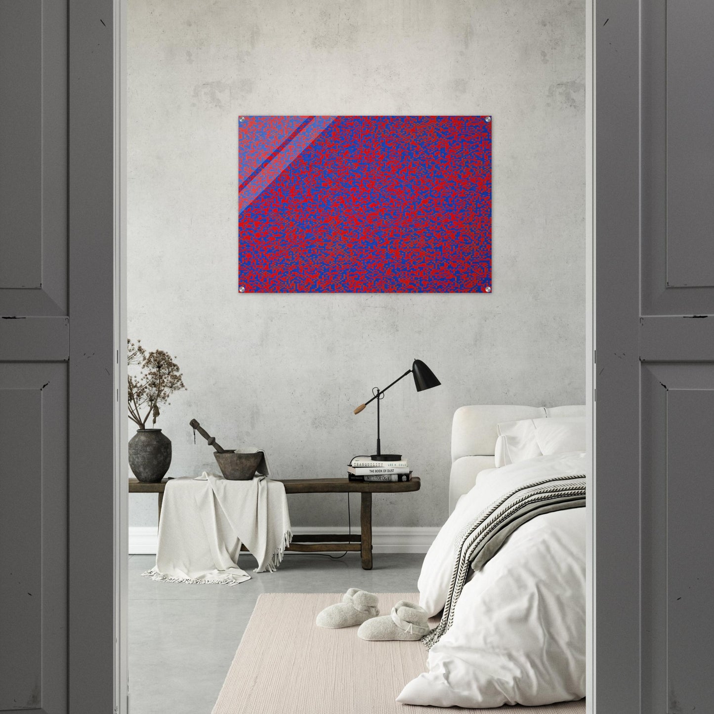 Random Distribution of 40,000 Squares Using the Odd and Even Numbers of a Telephone Directory detail - 1971 - Francois Morellet Acrylic Print - 70x100 cm / 28x40″ inches