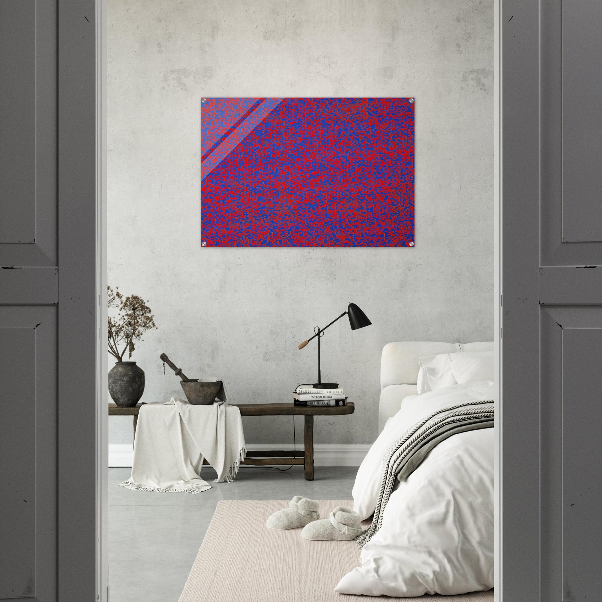 Random Distribution of 40,000 Squares Using the Odd and Even Numbers of a Telephone Directory detail - 1971 - Francois Morellet Acrylic Print - 70x100 cm / 28x40″ inches