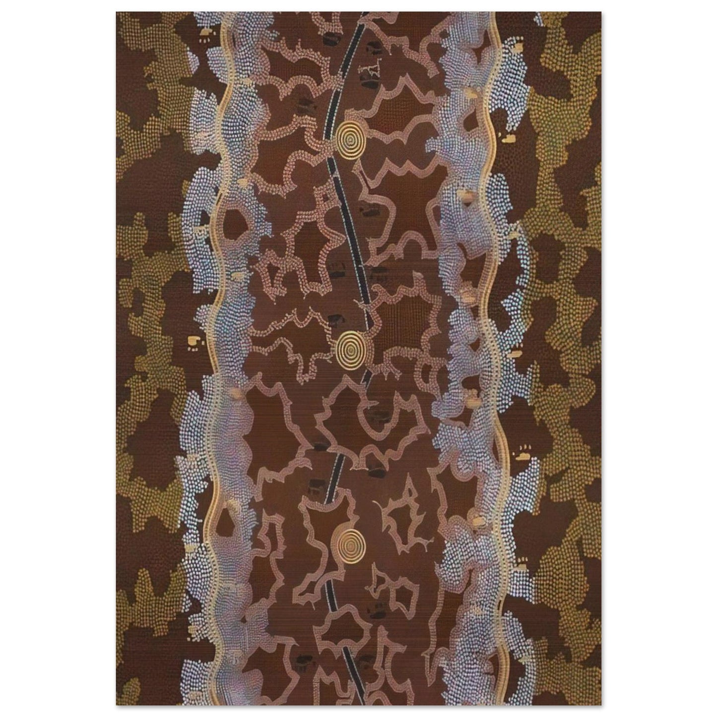 Possum Dreaming at Napperby - 1979 - Clifford Possum Tjapaltjarri Brushed Aluminum Print - 70x100 cm / 28x40 inches | Clifford Possum Tjapaltjarri Aluminum Print | Clifford Possum Tjapaltjarri Prints