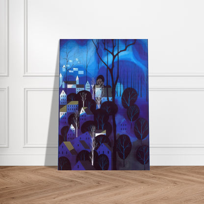 Midnight Blue - Eyvind Earle Brushed Aluminum Print - 70x100 cm / 28x40 inches | Eyvind Earle Aluminum Print | Eyvind Earle Prints