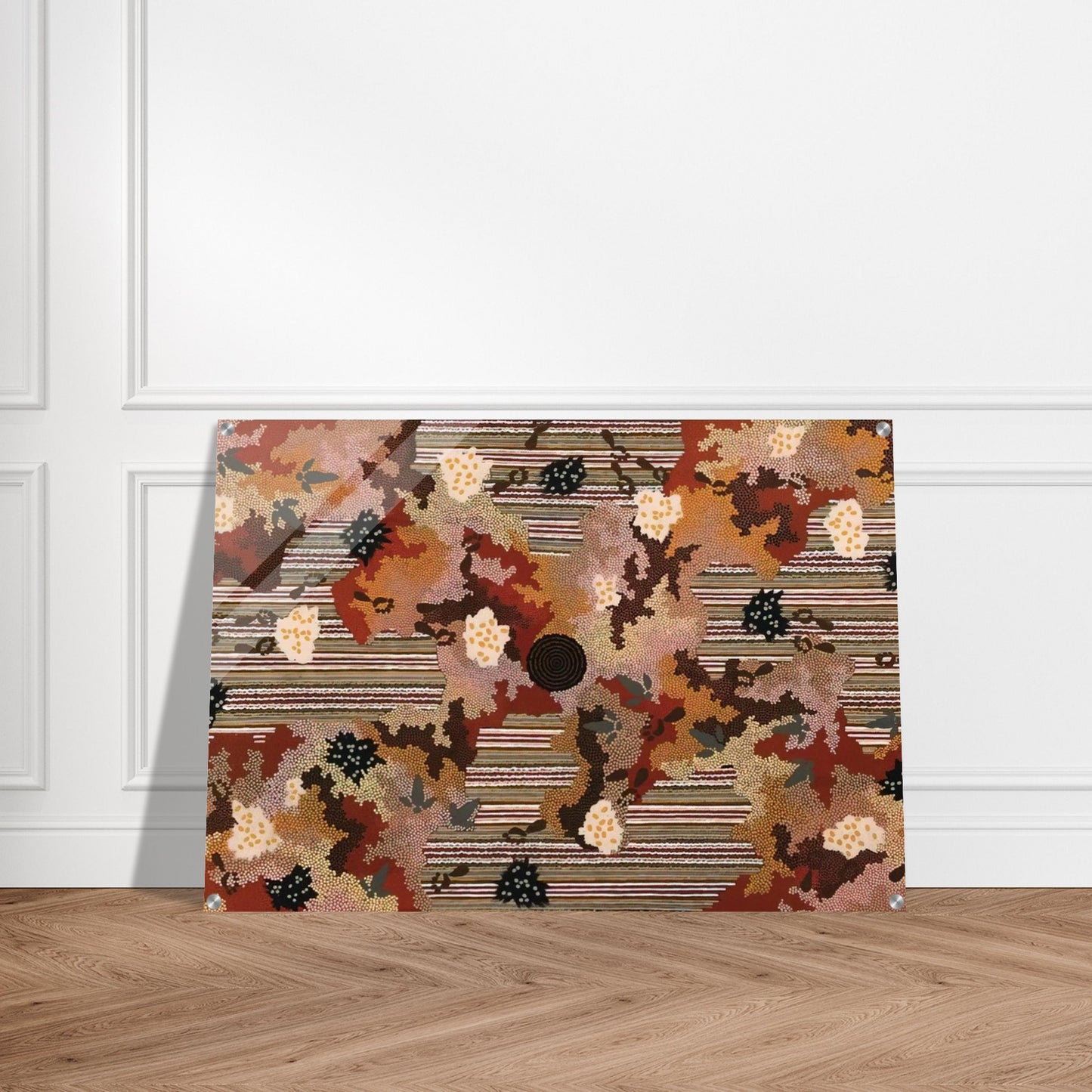 Wildflowers at Yabbierangu - 1991 - Clifford Possum Tjapaltjarri Acrylic Print - 70x100 cm / 28x40″ inches