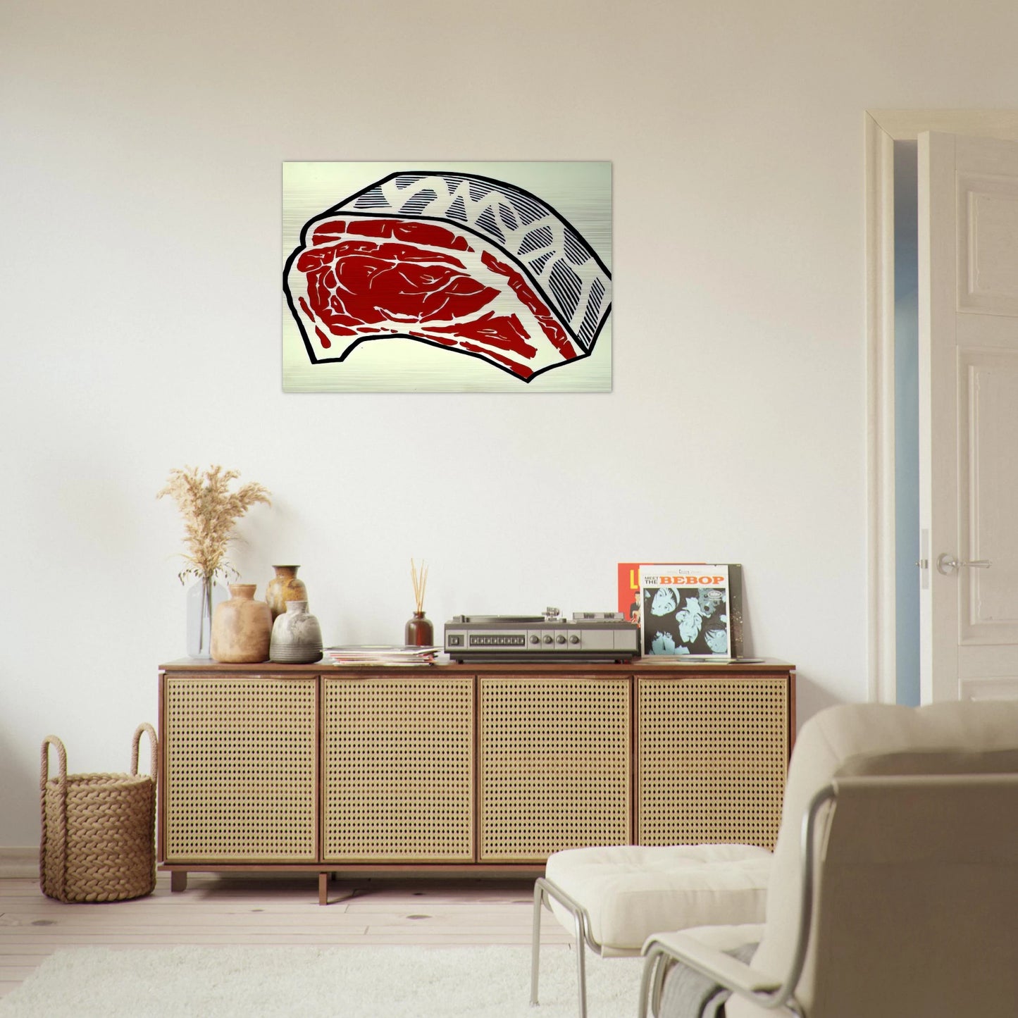 STANDING RIB 1962 - Roy Lichtenstein Brushed Aluminum Print - 70x100 cm / 28x40 inches | Roy Lichtenstein Aluminum Print | Roy Lichtenstein Prints
