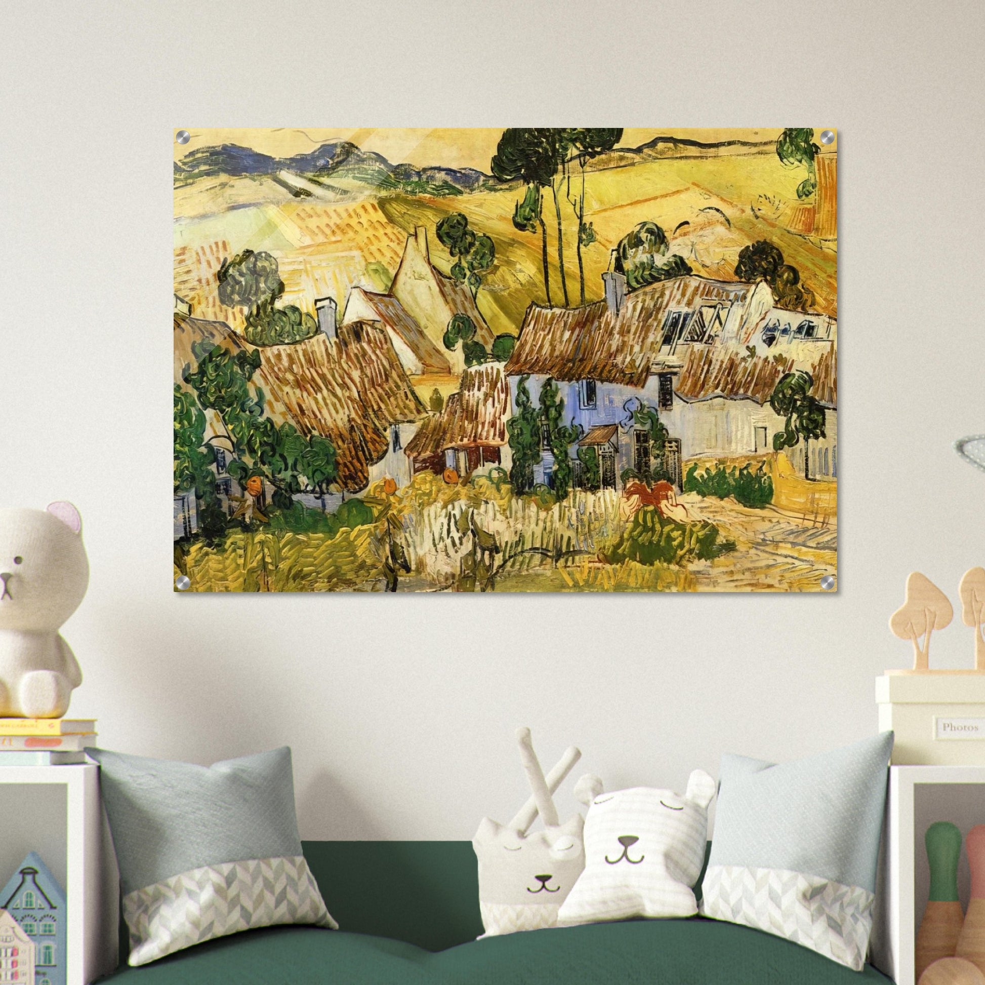 Thatched Houses against a Hill - Vincent van Gogh Acrylic Print - 70x100 cm / 28x40″ inches | Vincent van Gogh Wall Art | Vincent van Gogh Prints