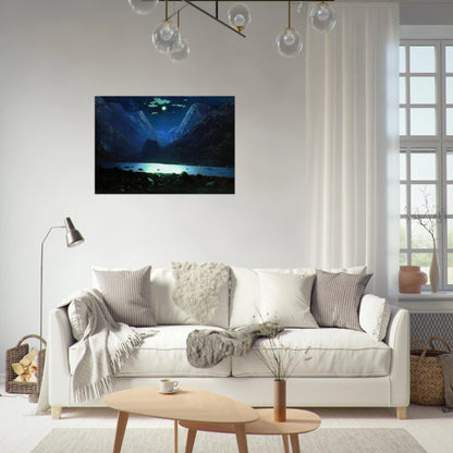 Daryal pass. Moonlight Night - Arkhyp Kuindzhi Brushed Aluminum Print - 70x100 cm / 28x40 inches | Arkhyp Kuindzhi Aluminum Print | Arkhyp Kuindzhi Prints