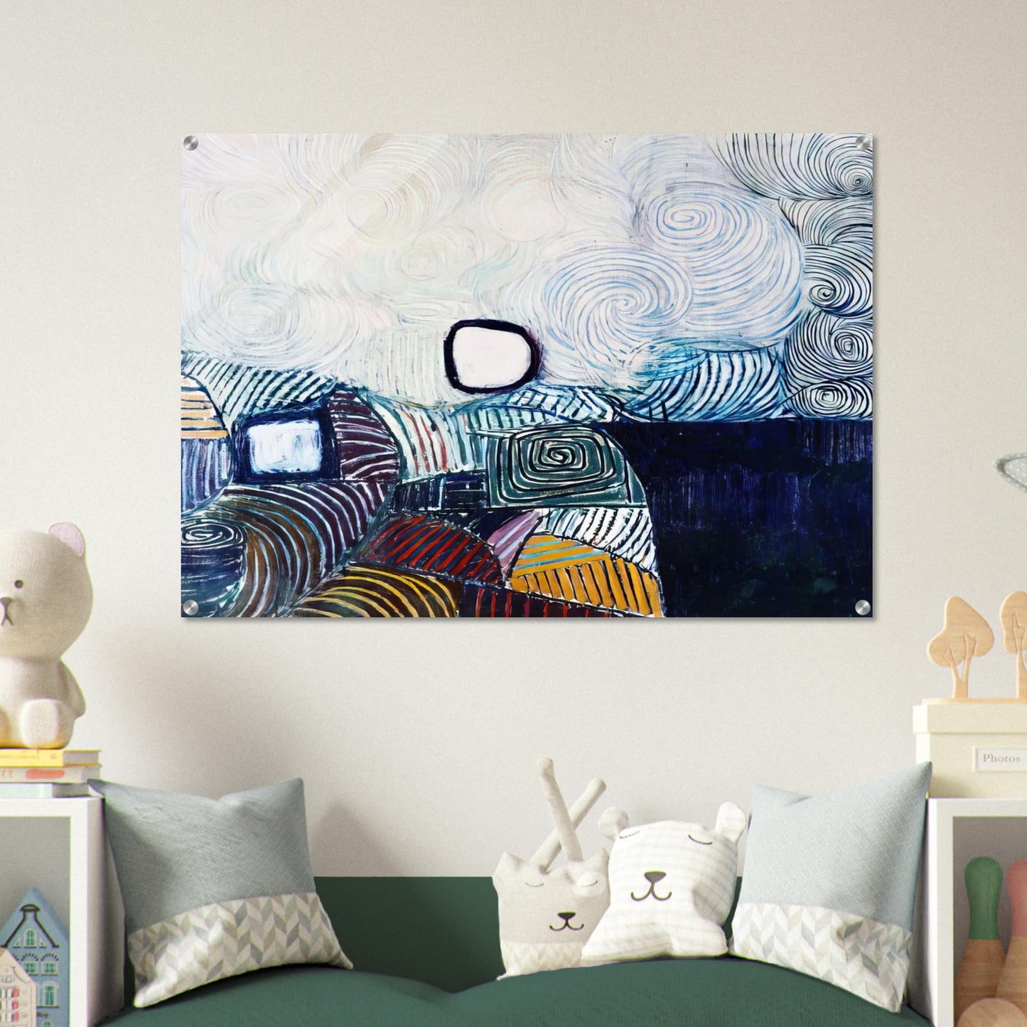SPIRAL DEVELOPMENT IN GREEN VIOLET BLUE GOLD 1951 - Victor Pasmore Acrylic Print - 70x100 cm / 28x40″ inches