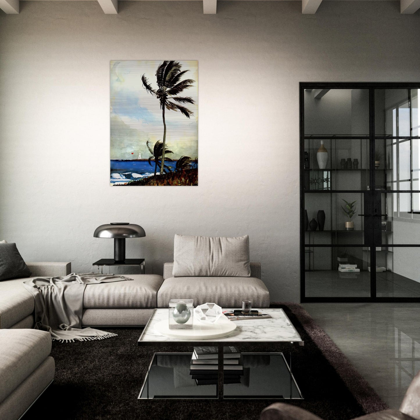 PALM TREE NASSAU - Winslow Homer Brushed Aluminum Print - 70x100 cm / 28x40 inches | Winslow Homer Aluminum Print | Winslow Homer Prints