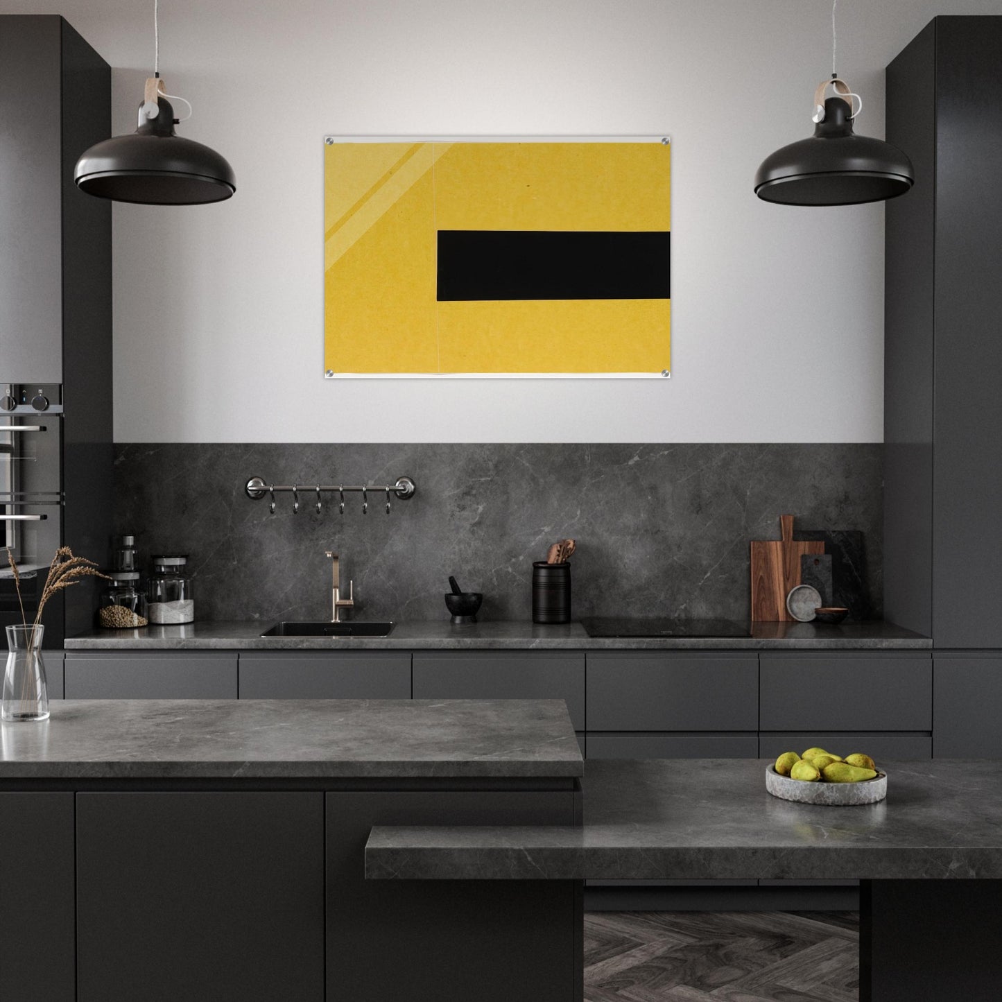 Black and Yellow from the series Line Form Color - Ellsworth Kelly Acrylic Print - 70x100 cm / 28x40″ inches