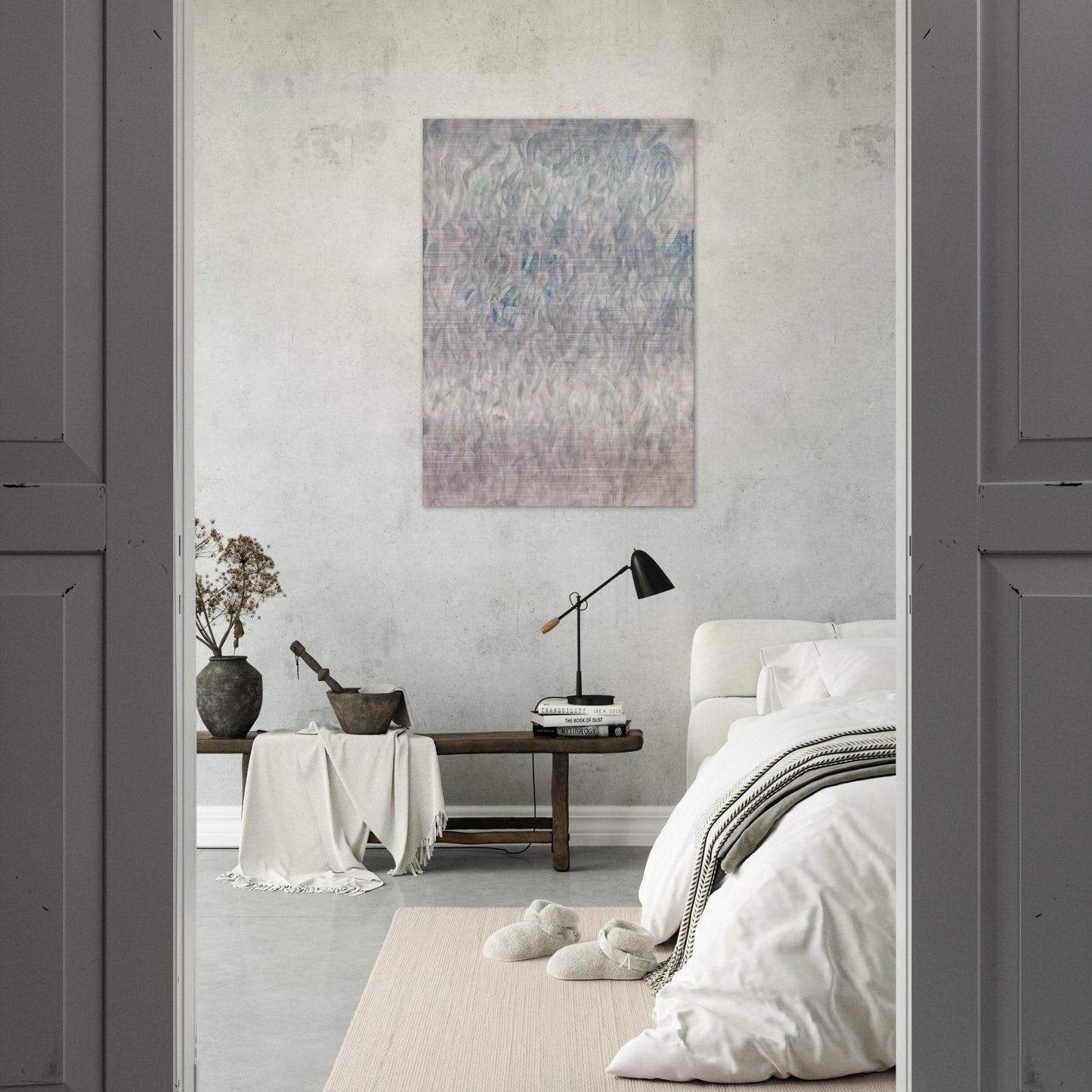 Amerika  Grey Blue  - Sam Francis Brushed Aluminum Print - 70x100 cm / 28x40 inches | Sam Francis Aluminum Print | Sam Francis Prints