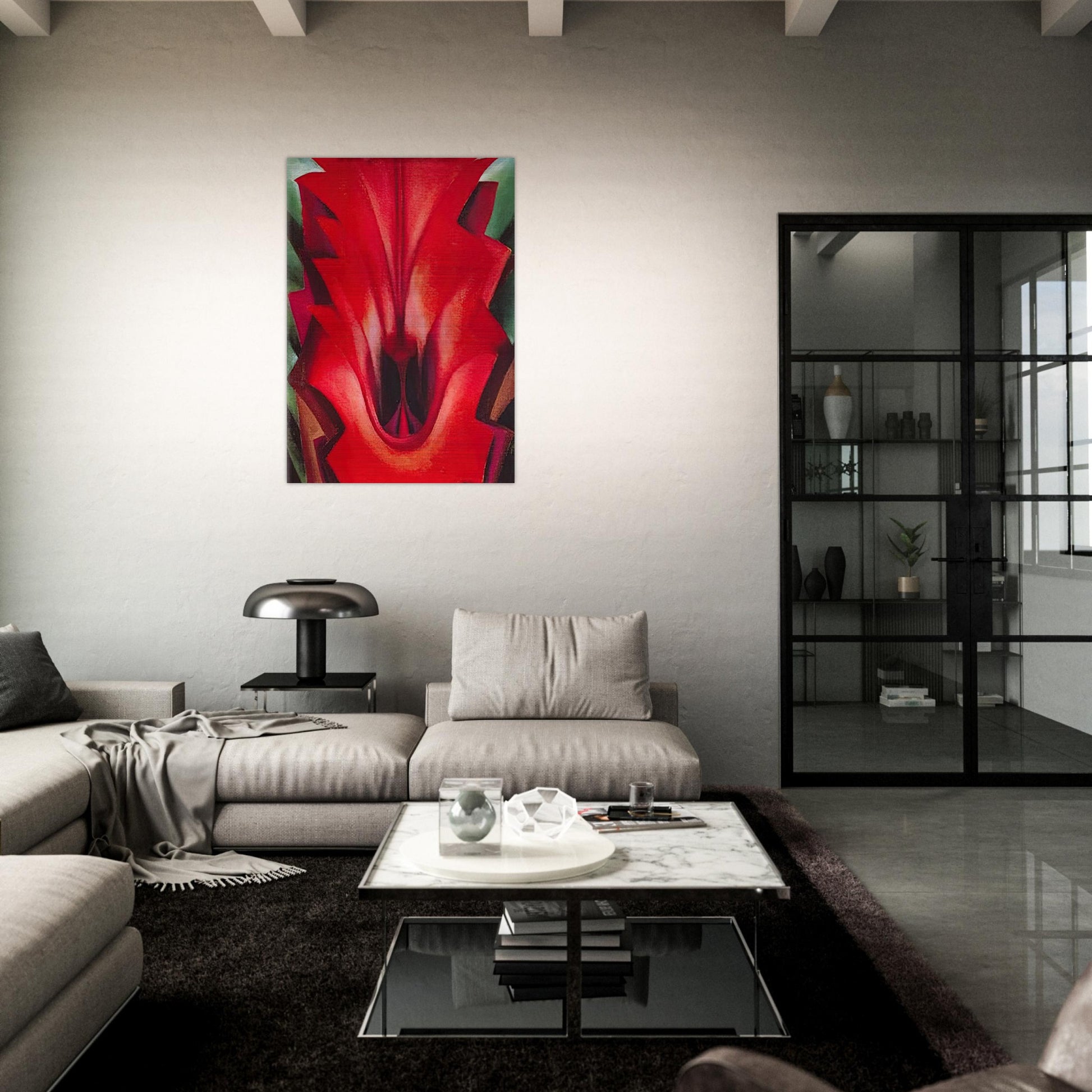 Inside Red Canna - Georgia O'Keeffe Brushed Aluminum Print - 70x100 cm / 28x40 inches | Georgia O'Keeffe Aluminum Print | Georgia O'Keeffe Prints