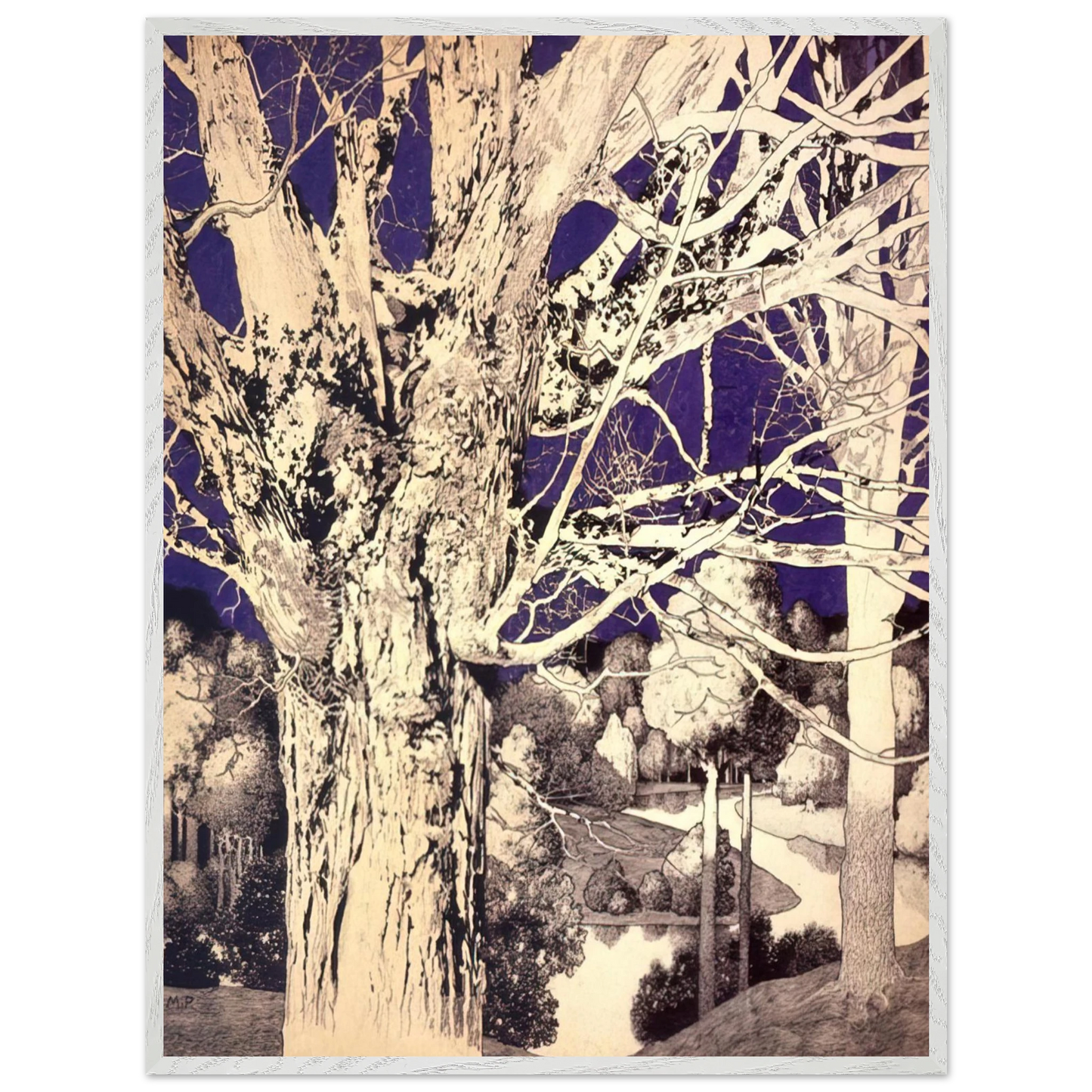 Maxfield Parrish - Solitude Wall Art - 21x29.7 cm / 8x12" - Premium Wooden Framed Poster With Fine Art Paper-canvas - White frame