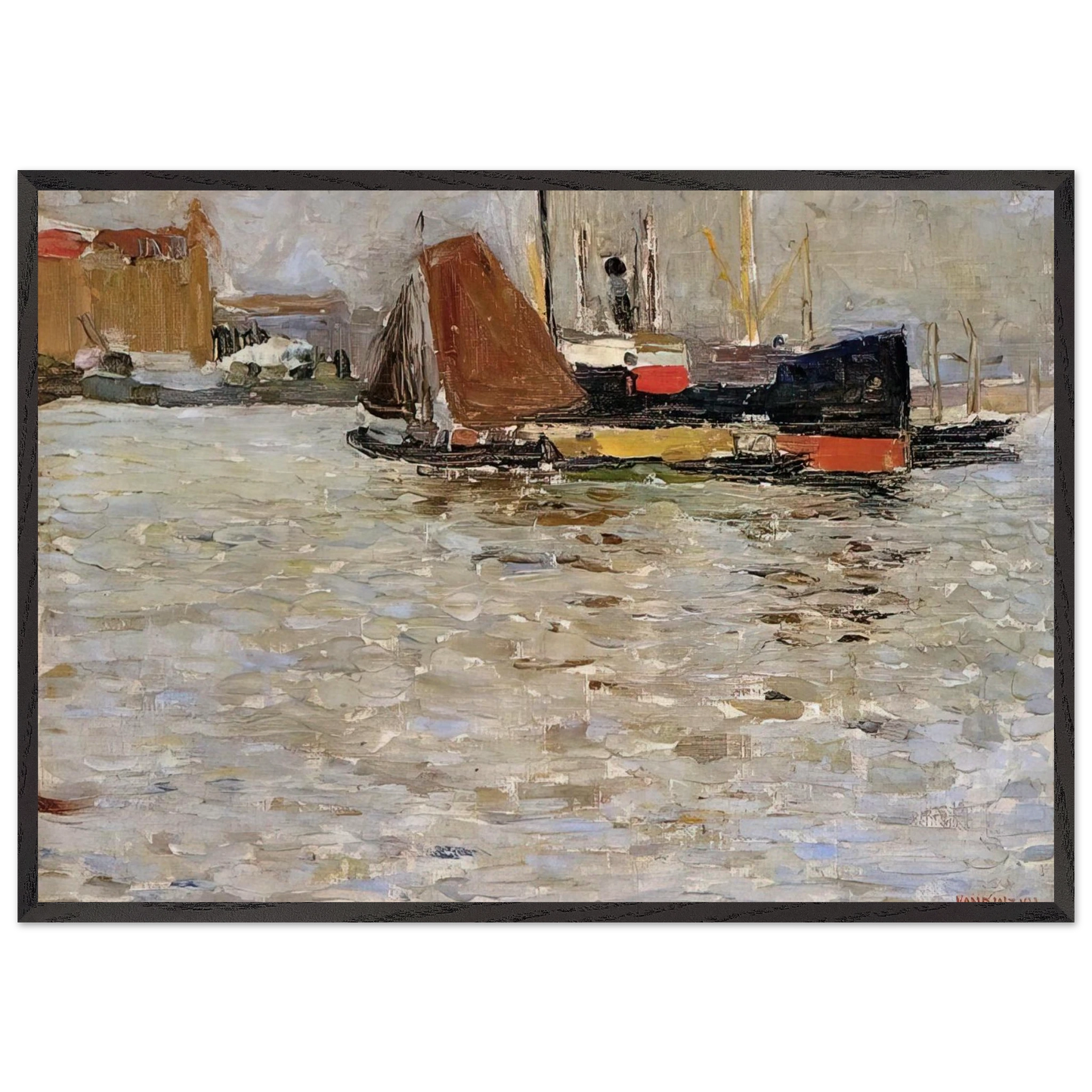 ROTTERDAM SUN 1906 - Wassily Kandinsky 70x100 cm / 28x40 inches Framed Art Print – Black Wooden Frame