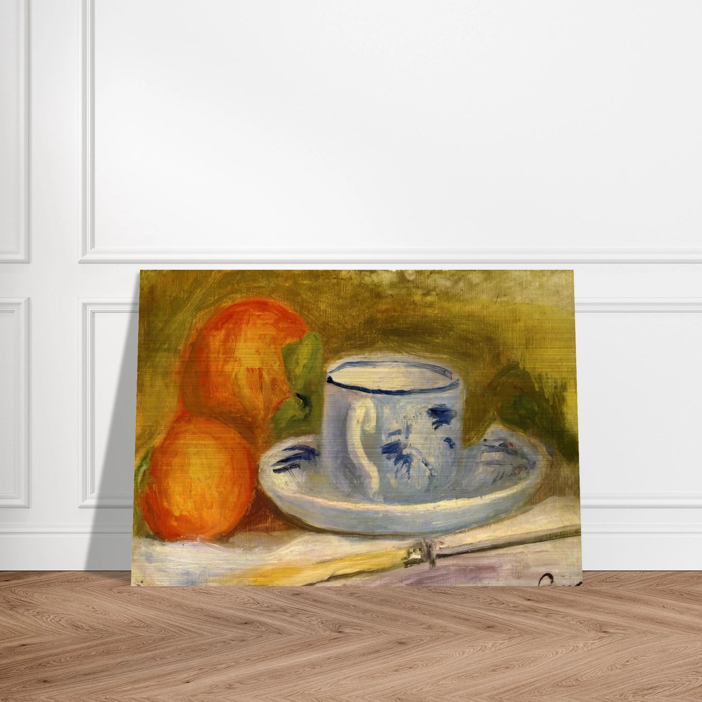 Cup and Oranges - Pierre-Auguste Renoir Brushed Aluminum Print - 70x100 cm / 28x40 inches | Pierre-Auguste Renoir Aluminum Print | Pierre-Auguste Renoir Prints