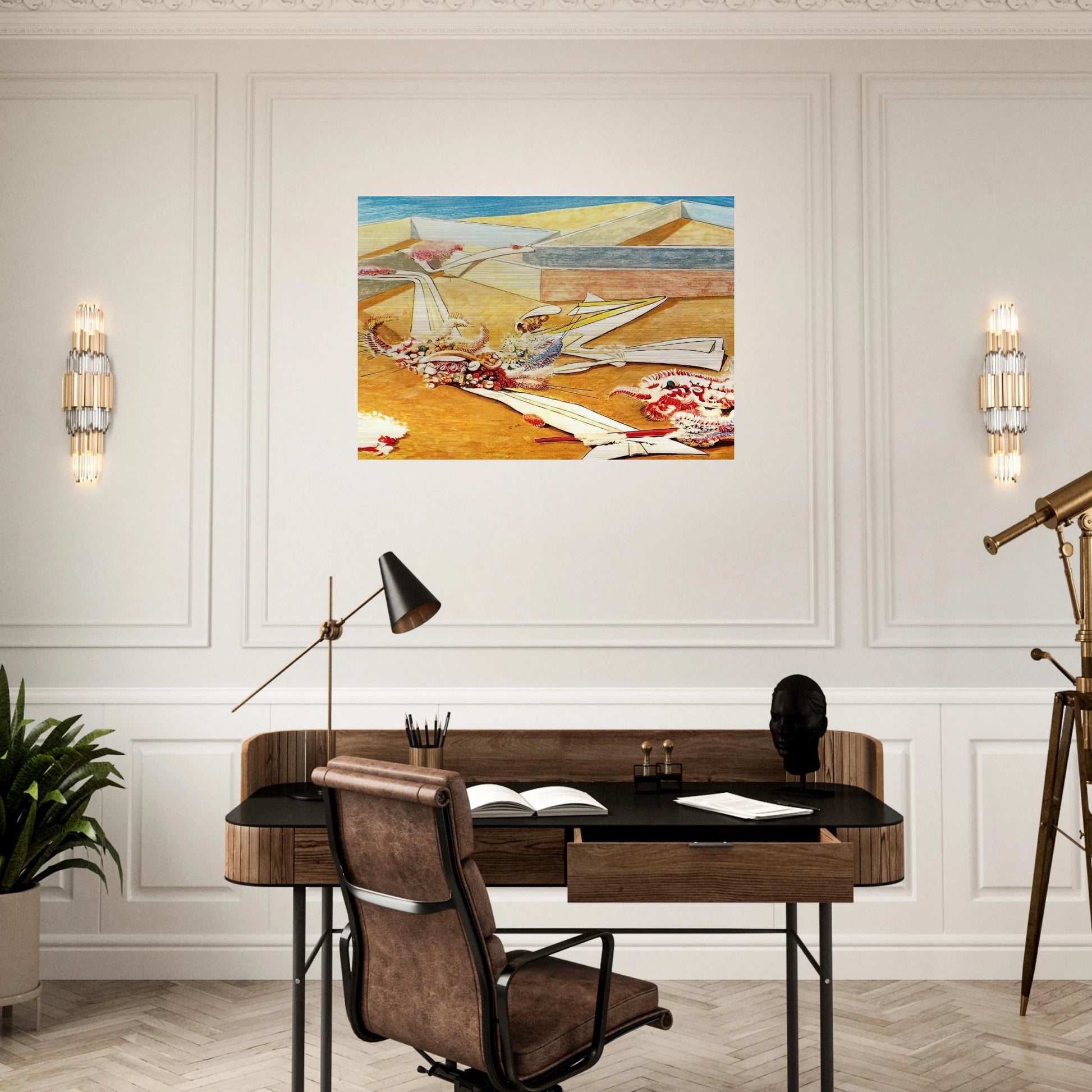 Flying Horse Garden - Max Ernst Brushed Aluminum Print - 70x100 cm / 28x40 inches | Max Ernst Aluminum Print | Max Ernst Prints