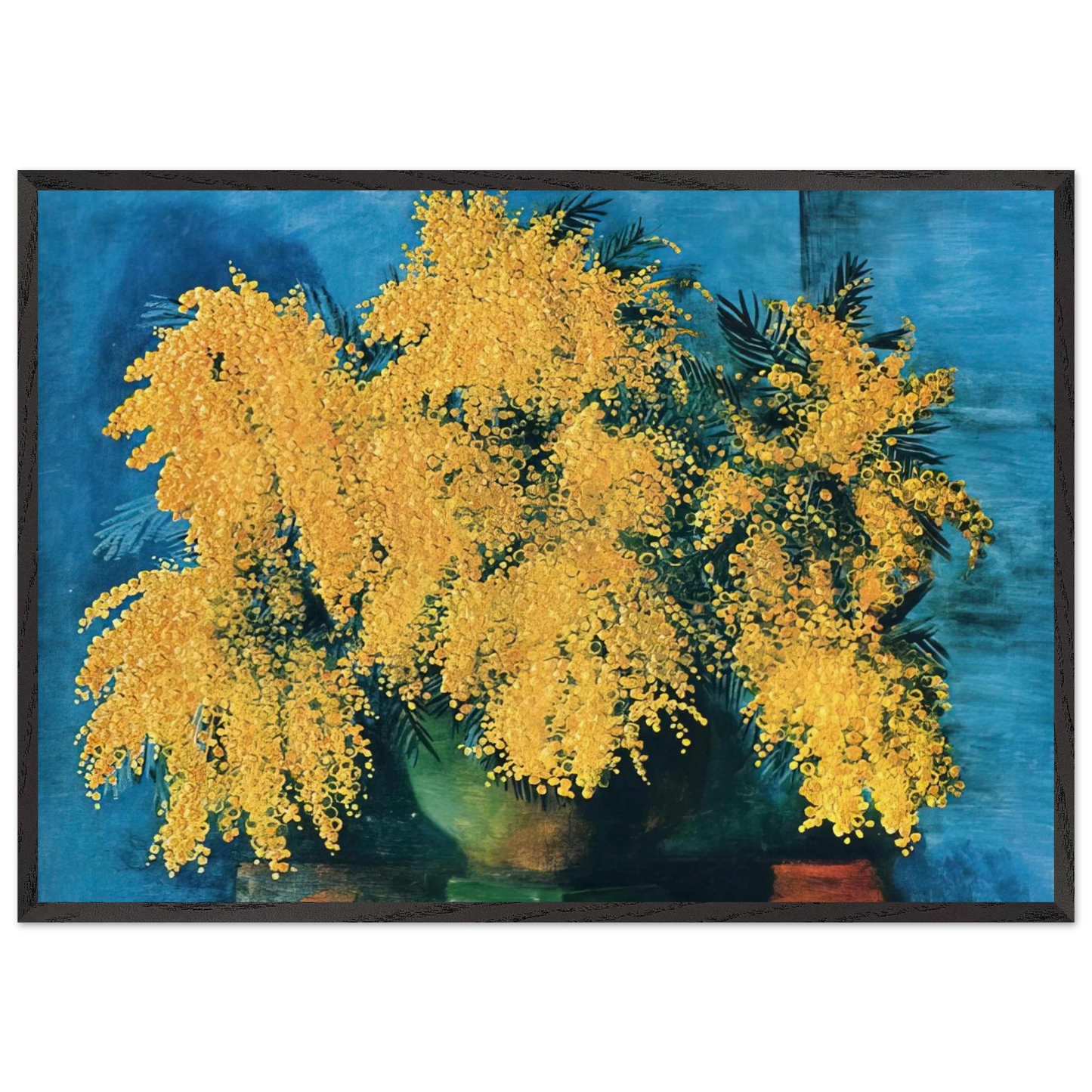 VASE OF MIMOSA 1952 - Moise Kisling 70x100 cm / 28x40 inches Framed Art Print – Black Wooden Frame