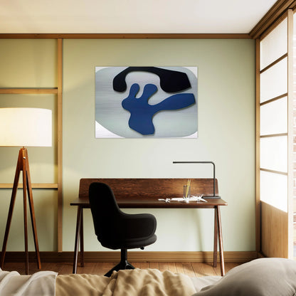 Overturned Blue Shoe With Two Heels Under a Black Vault - Jean Arp Brushed Aluminum Print - 70x100 cm / 28x40 inches | Jean Arp Aluminum Print | Jean Arp Prints