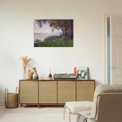 THE SCHELDE UPSTREAM FROM ANTWERP AFTER FOG 1892 - Theo van Rysselberghe Brushed Aluminum Print - 70x100 cm / 28x40 inches | Theo van Rysselberghe Aluminum Print | Theo van Rysselberghe Prints
