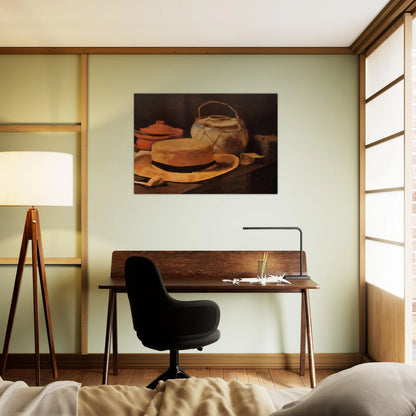Still Life with Yellow Hat - Vincent van Gogh Brushed Aluminum Print - 70x100 cm / 28x40 inches | Vincent van Gogh Aluminum Print | Vincent van Gogh Prints