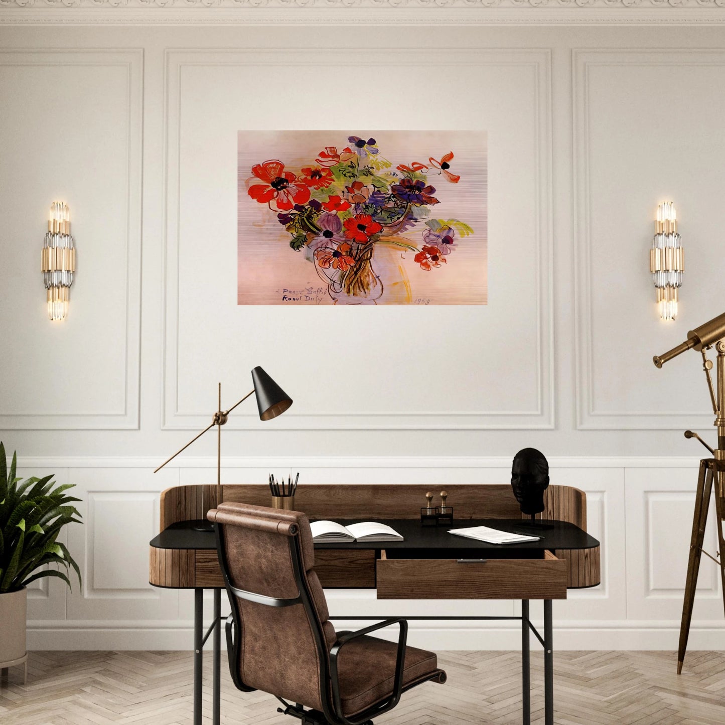 ANEMONES 1953 - Raoul Dufy Brushed Aluminum Print - 70x100 cm / 28x40 inches | Raoul Dufy Aluminum Print | Raoul Dufy Prints