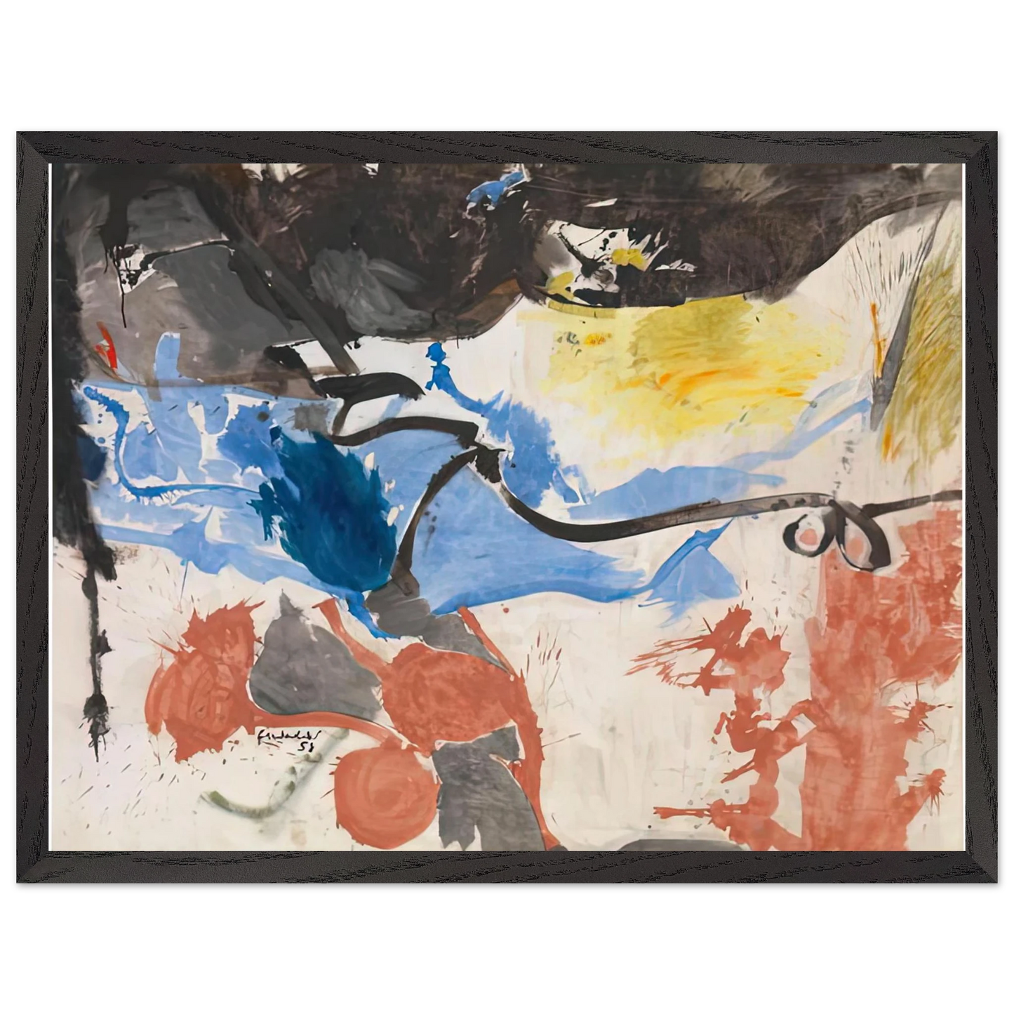 Helen Frankenthaler - Hotel Cro-Magnon, 1958- Wall Art - 30x40 cm / 12x16 inches - Premium Wooden Framed Poster With Fine Art Paper-canvas - Wood frame