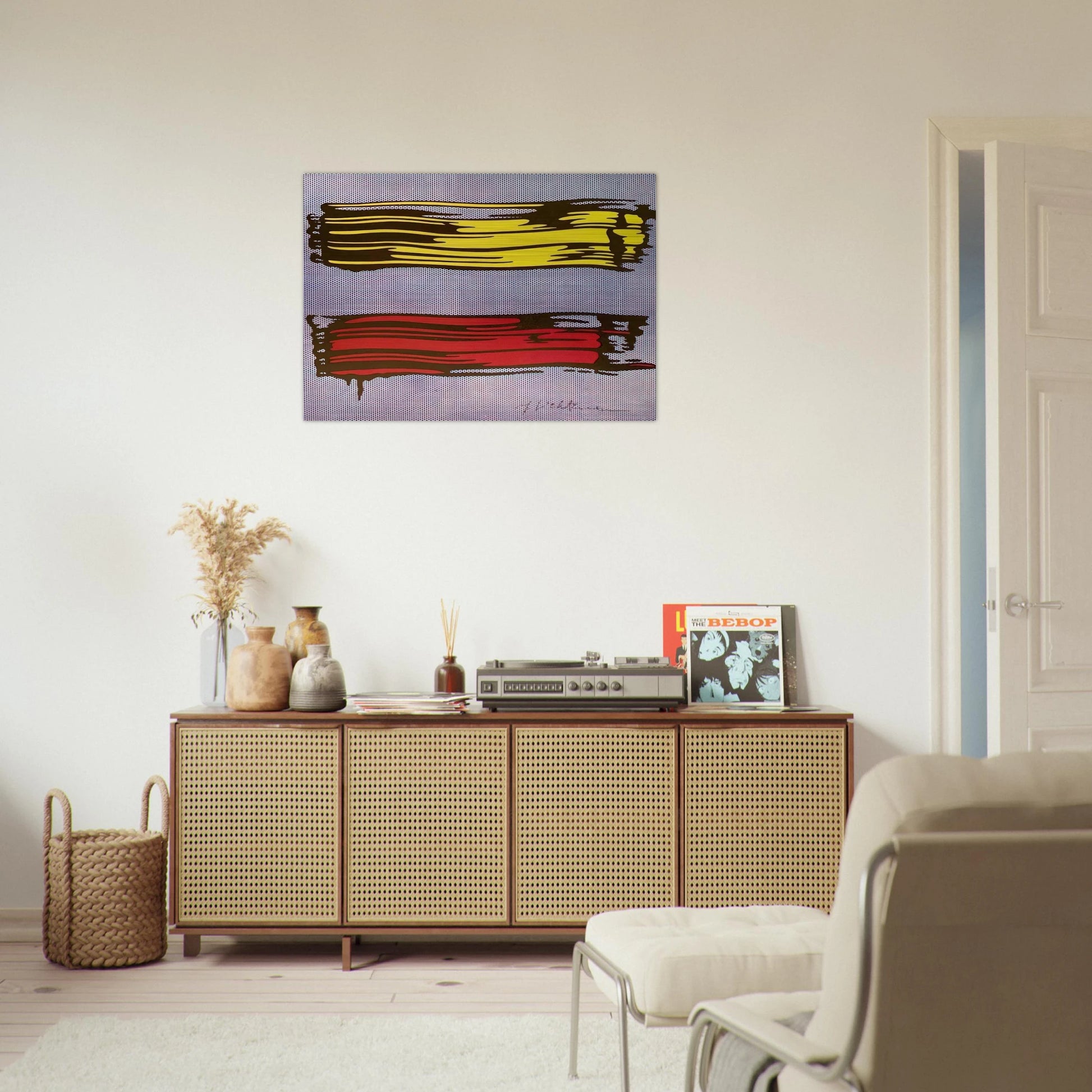 YELLOW AND RED BRUSHSTROKES 1966 - Roy Lichtenstein Brushed Aluminum Print - 70x100 cm / 28x40 inches | Roy Lichtenstein Aluminum Print | Roy Lichtenstein Prints