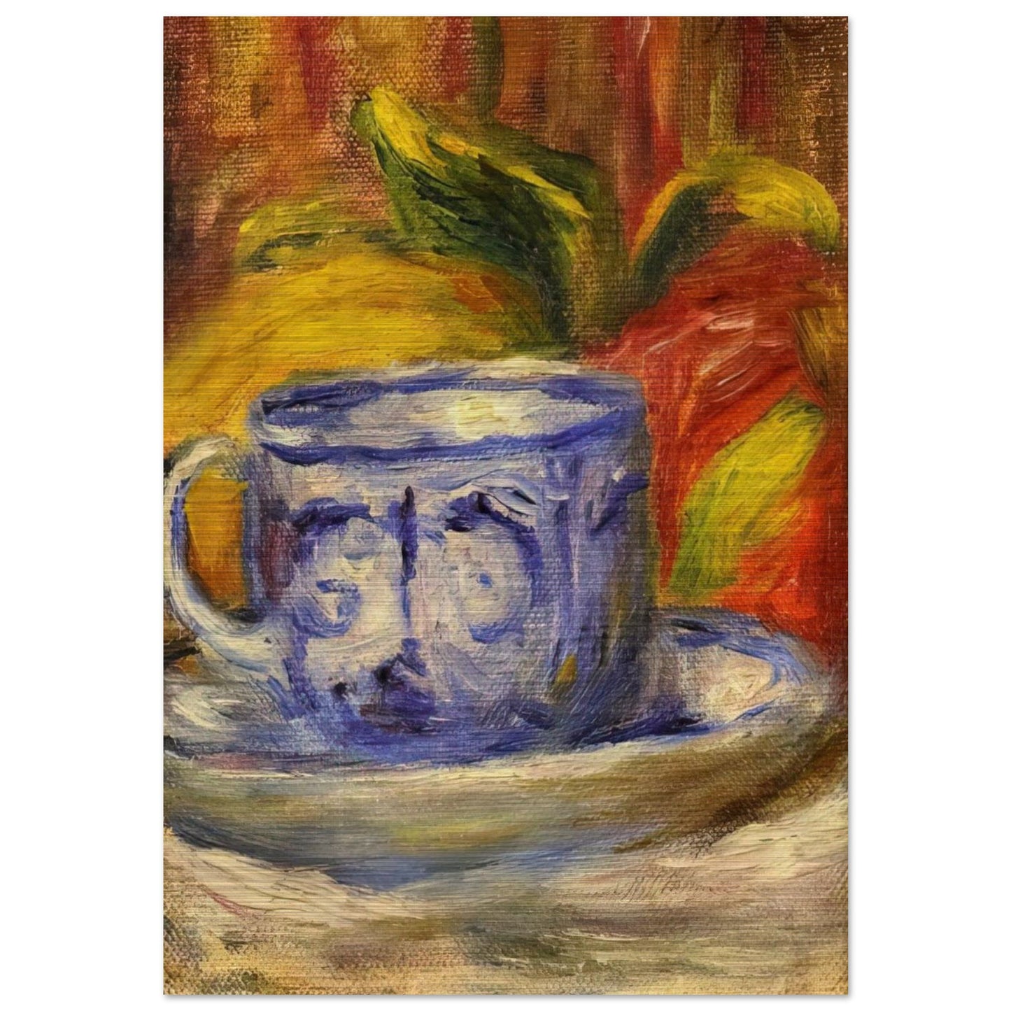 Cup and Fruit - Pierre-Auguste Renoir Brushed Aluminum Print - 70x100 cm / 28x40 inches | Pierre-Auguste Renoir Aluminum Print | Pierre-Auguste Renoir Prints