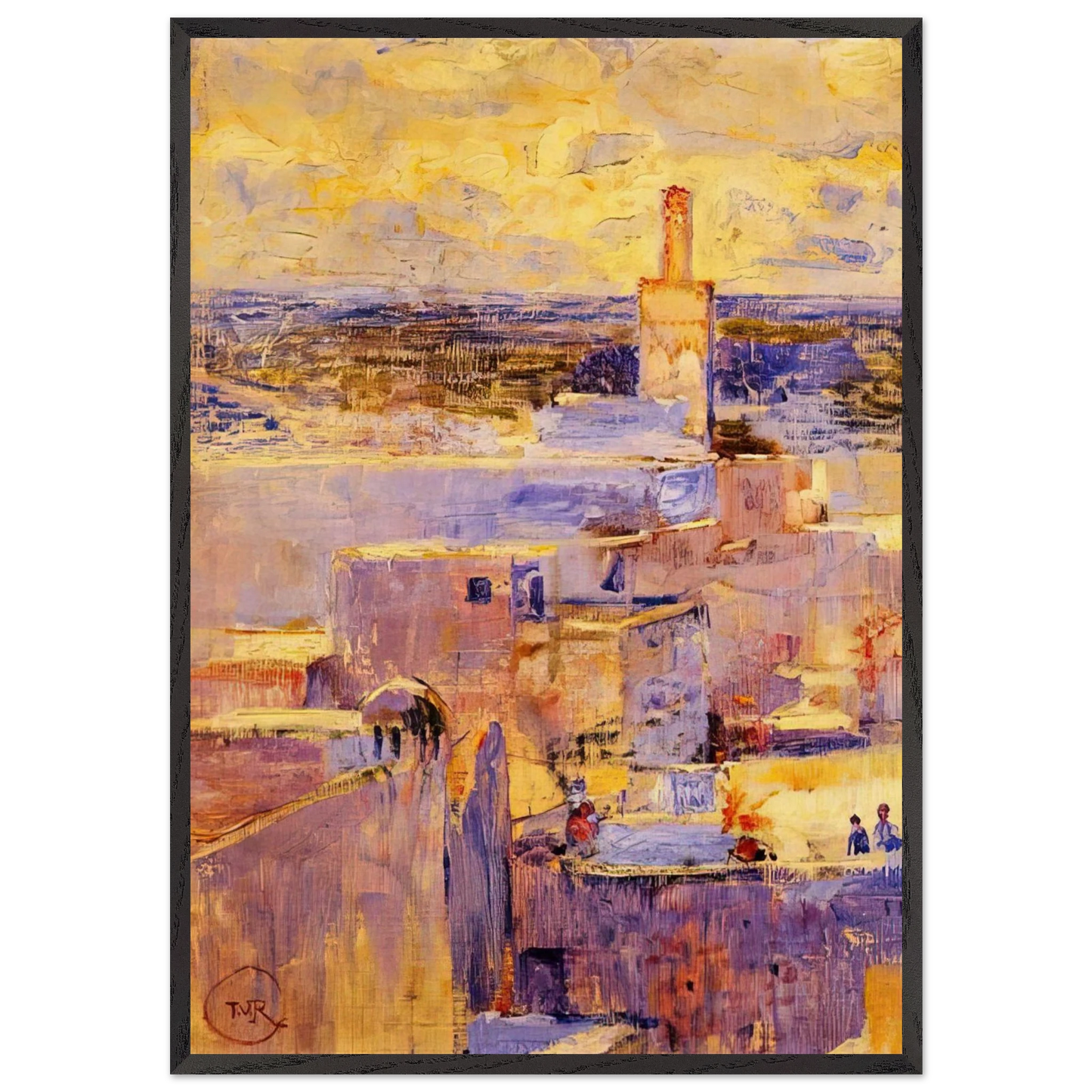 VIEW OF MEKNES MOROCCO - Theo van Rysselberghe 70x100 cm / 28x40 inches Framed Art Print – Black Wooden Frame