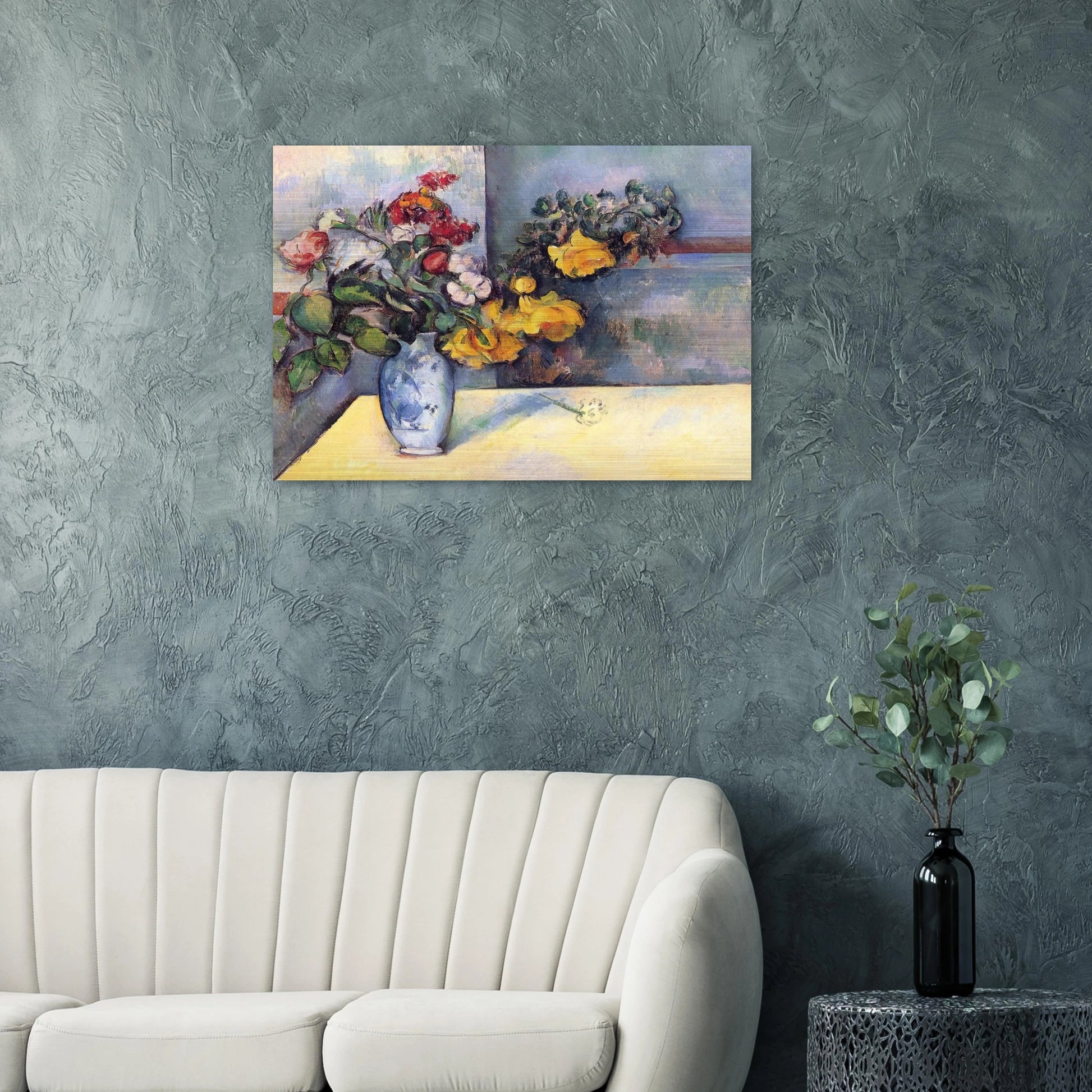 Still Life Flowers in a Vase - Paul Cézanne Brushed Aluminum Print - 70x100 cm / 28x40 inches | Paul Cézanne Aluminum Print | Paul Cézanne Prints
