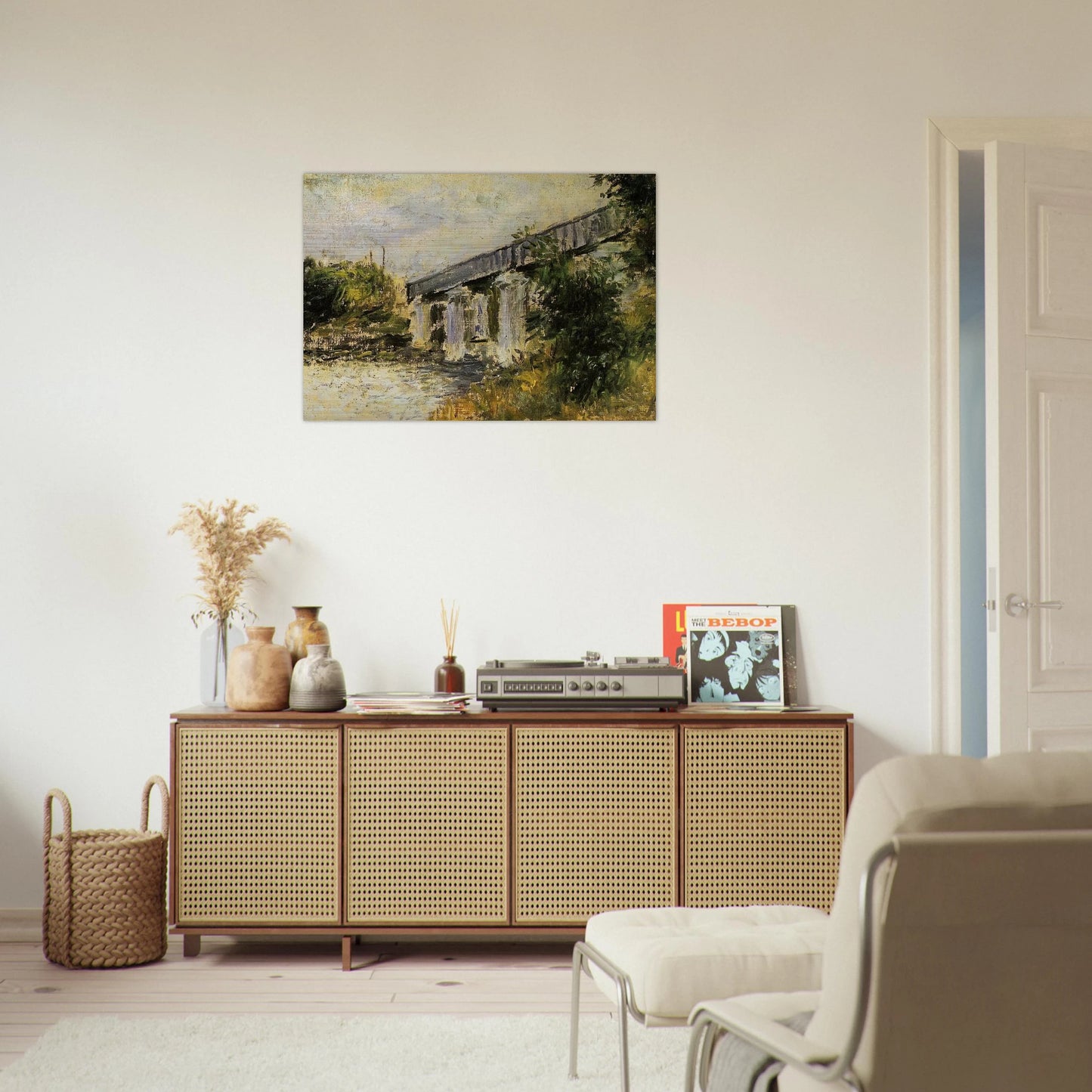Railway Bridge at Argenteuil - claude monet Brushed Aluminum Print - 70x100 cm / 28x40 inches | claude monet Aluminum Print | claude monet Prints