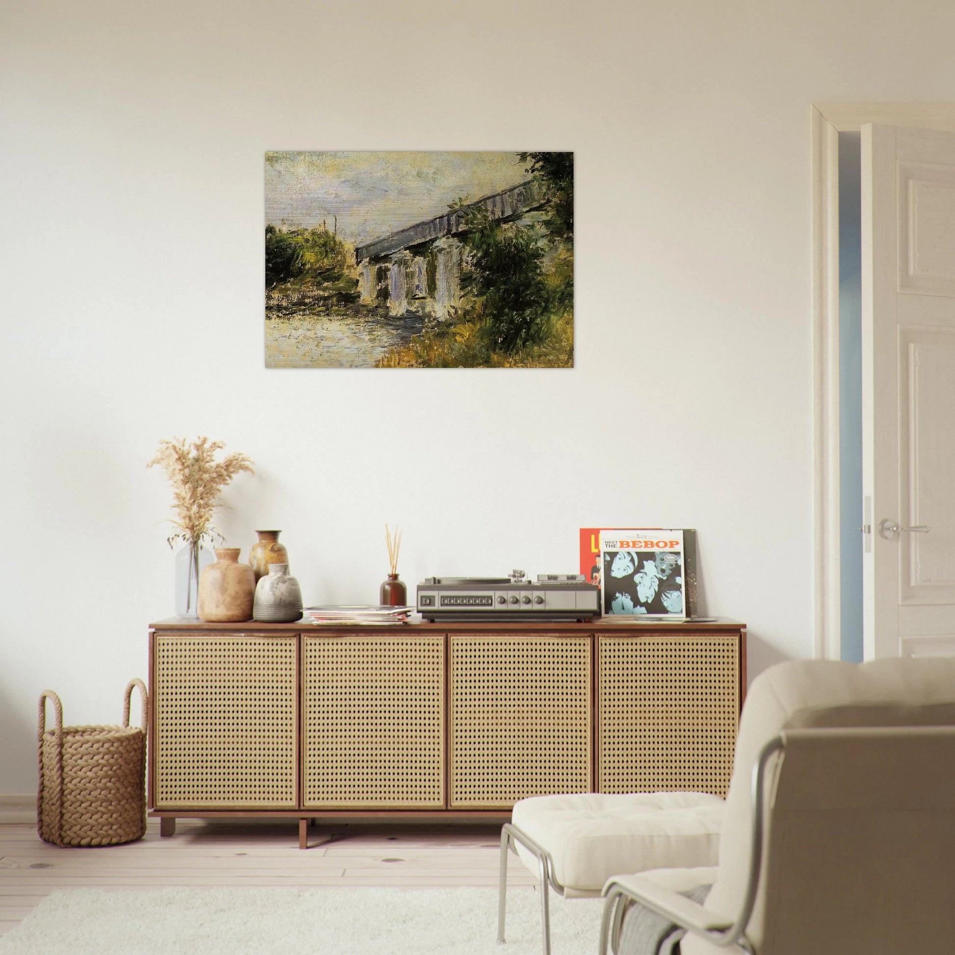 Railway Bridge at Argenteuil - claude monet Brushed Aluminum Print - 70x100 cm / 28x40 inches | claude monet Aluminum Print | claude monet Prints