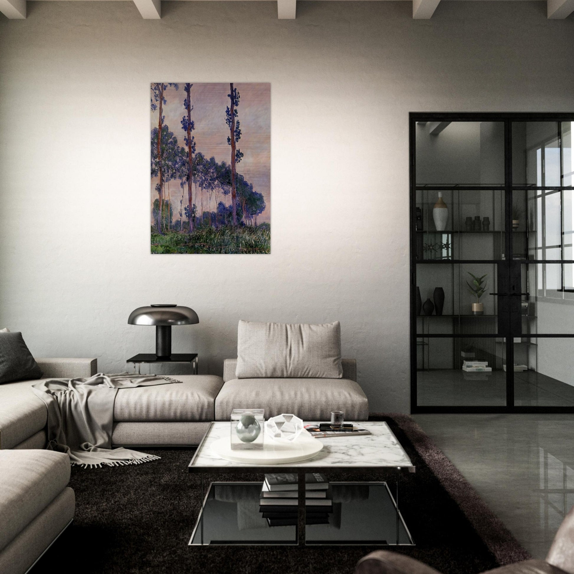 Three Trees in Grey Weather - claude monet Brushed Aluminum Print - 70x100 cm / 28x40 inches | claude monet Aluminum Print | claude monet Prints