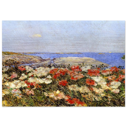 Poppies on the Isles of Shoals - Childe Hassam Brushed Aluminum Print - 70x100 cm / 28x40 inches | Childe Hassam Aluminum Print | Childe Hassam Prints