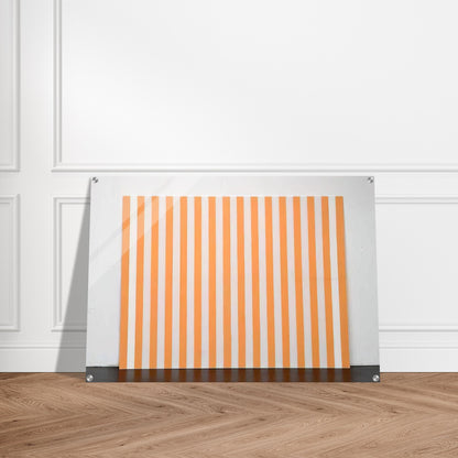 Peinture acrylique blanche sur tissu rayé blanc et orange - 1972 - Daniel Buren Acrylic Print - 70x100 cm / 28x40″ inches