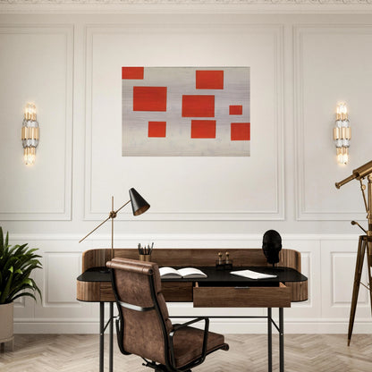 Komposition mit 8 roten Rechtecken Composition with 8 Red Rectangles - 1964 - Blinky Palermo Brushed Aluminum Print - 70x100 cm / 28x40 inches | Blinky Palermo Aluminum Print | Blinky Palermo Prints